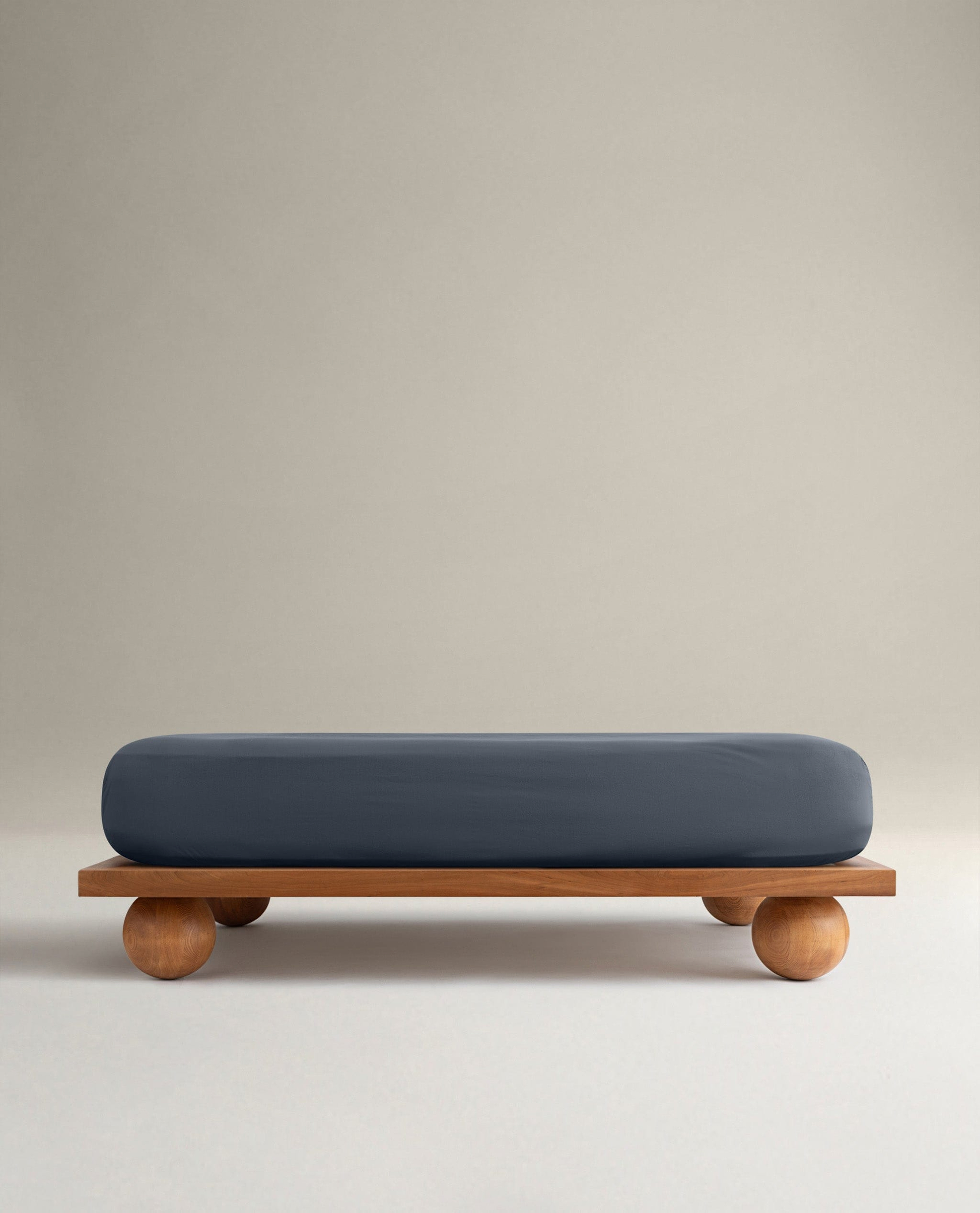 Image 1 of 6 showing Rise & Fall's Soft & Smooth sateen cotton deep fitted sheet in indigo.