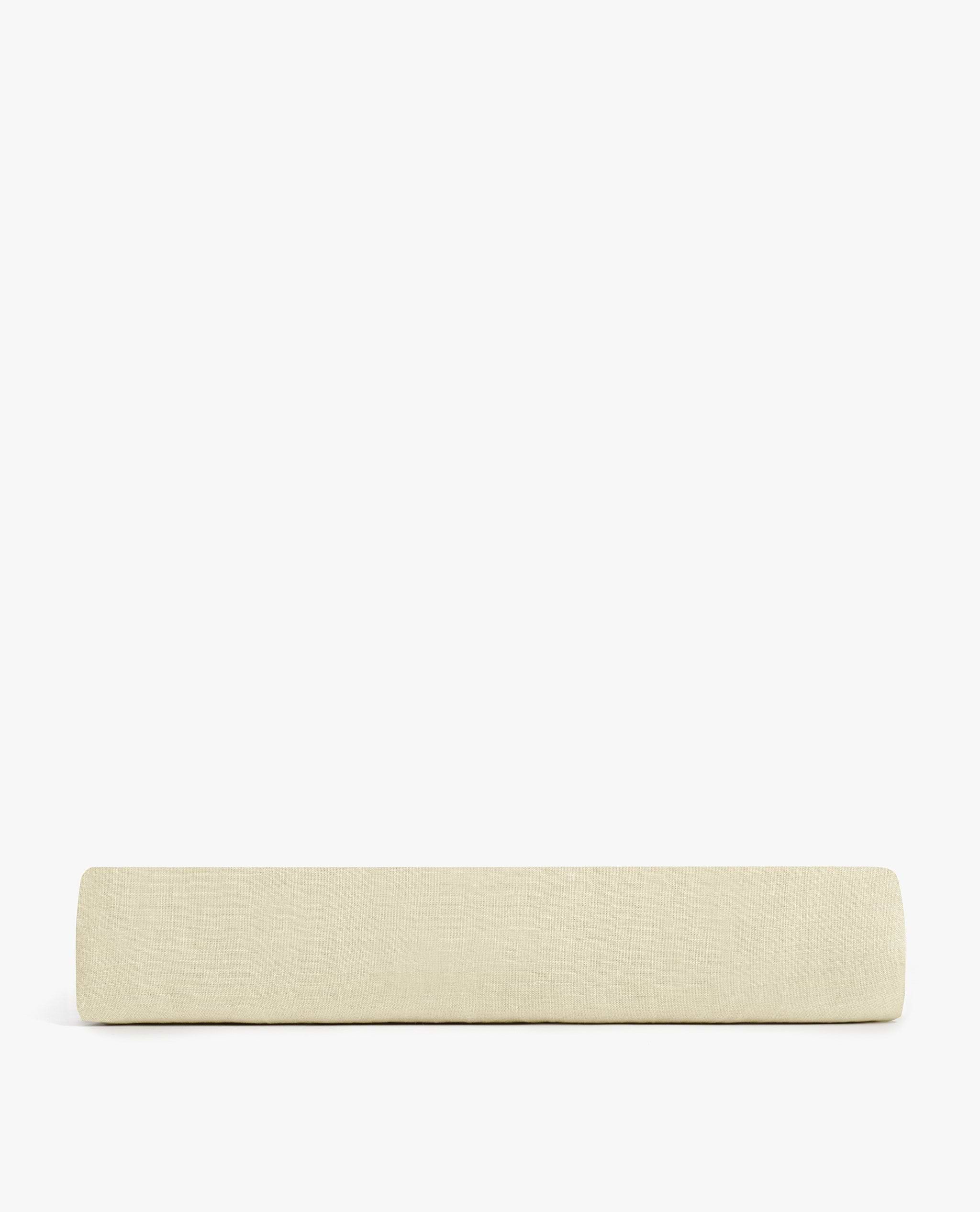 Image 2 of 2 showing Rise & Fall's Relaxed & Refined linen flat sheet in celery.