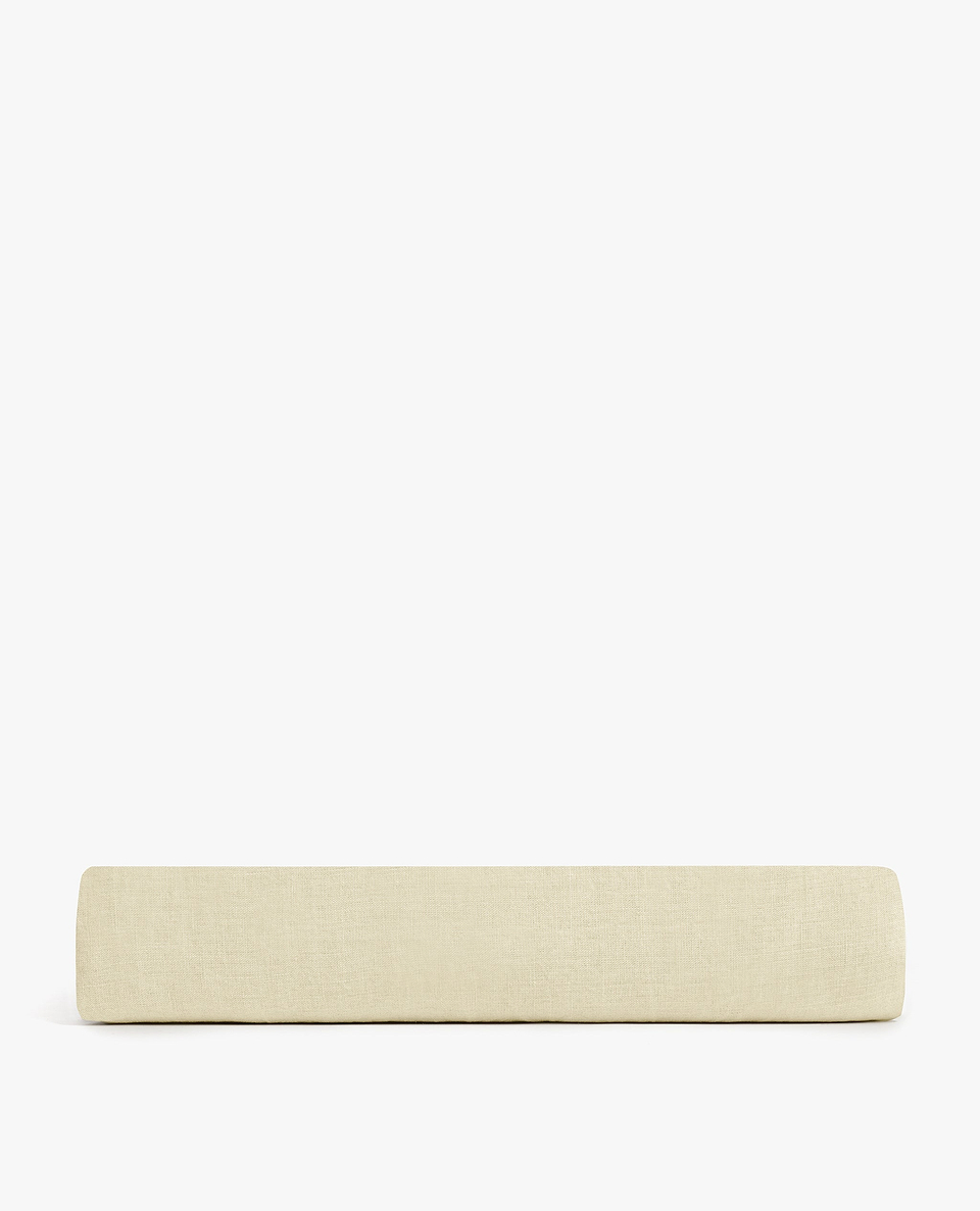 Image 2 of 2 showing Rise & Fall's Relaxed & Refined linen flat sheet in celery.