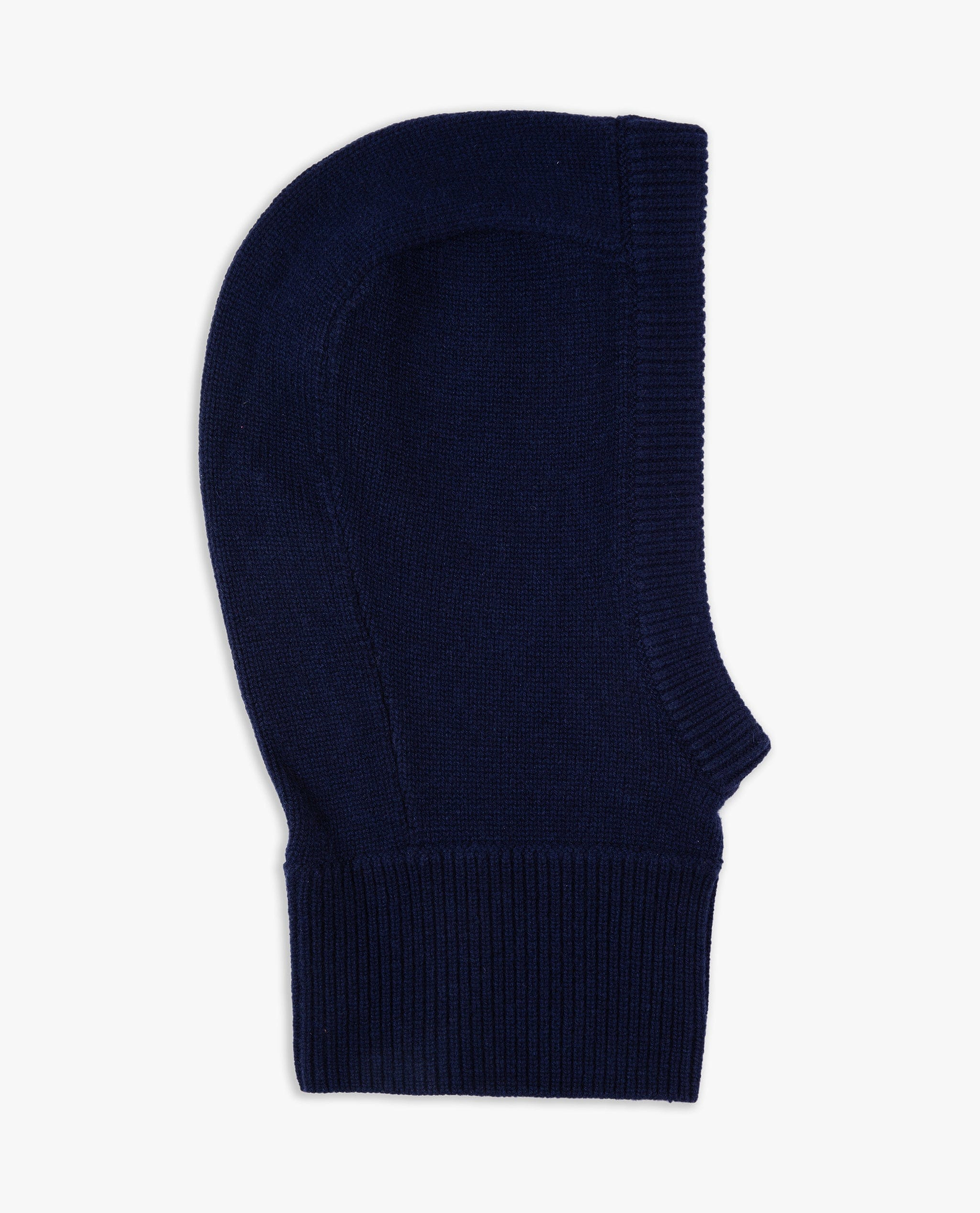 Image 2 of 3 showing Rise & Fall's men's navy Cashmere Merino Knitted Hood.
