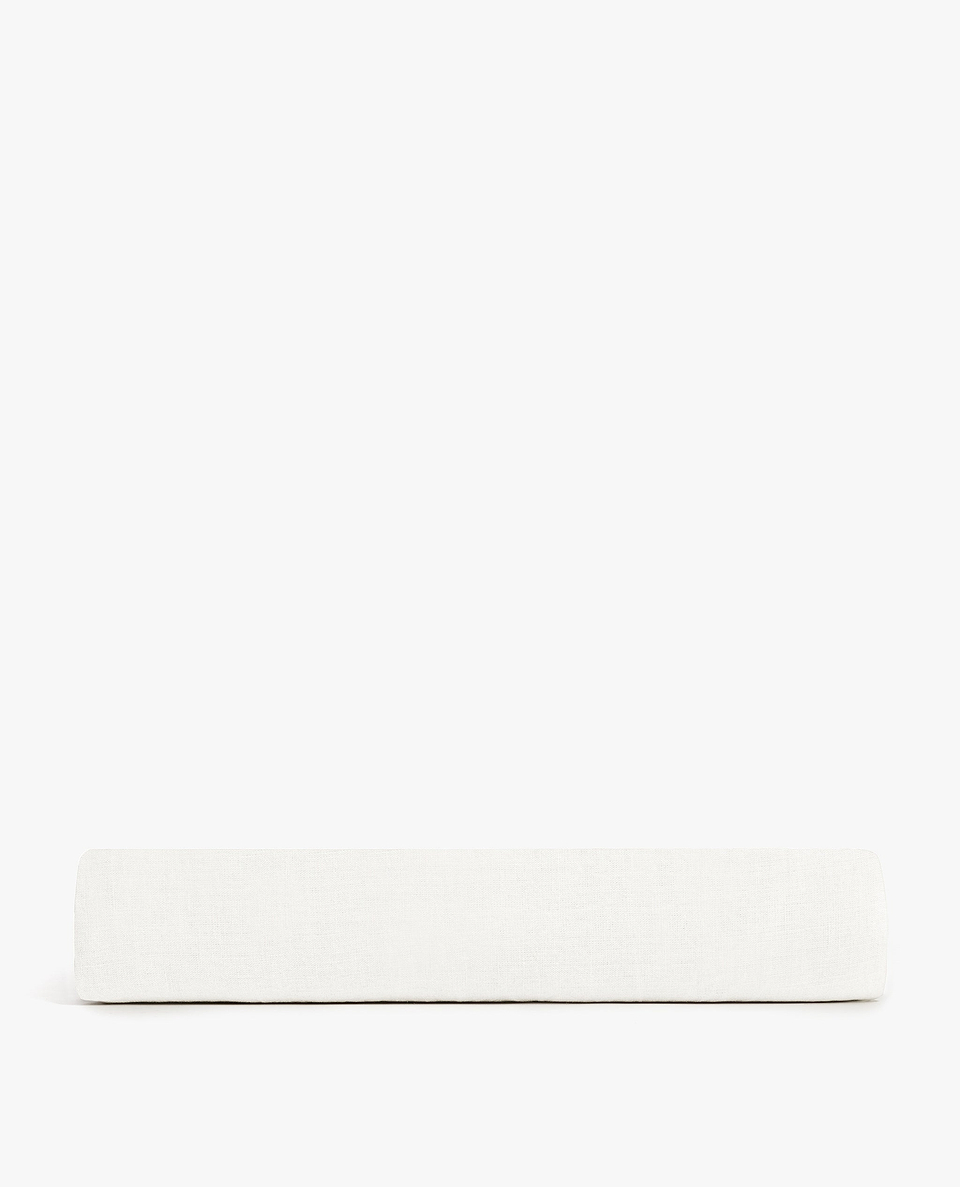 Image 2 of 3 showing Rise & Fall's Relaxed & Refined linen flat bed sheet in white.