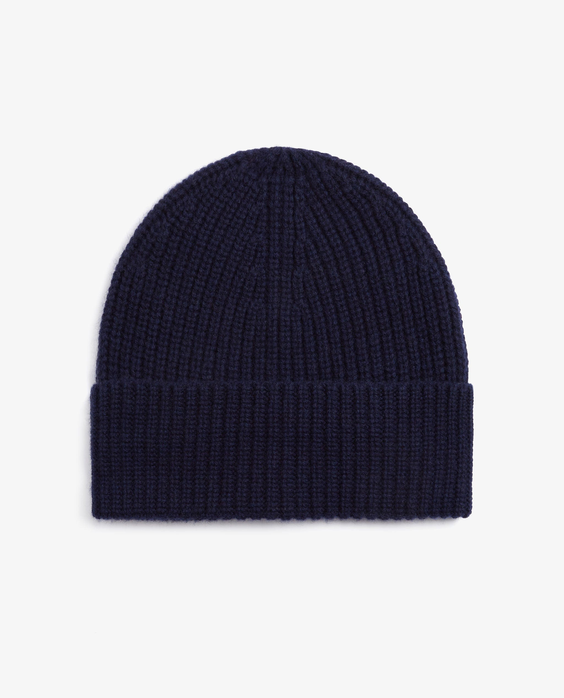 Image 2 of 3 showing Rise & Fall's Women's Cashmere Merino Ribbed Knit Beanie in indigo blue.