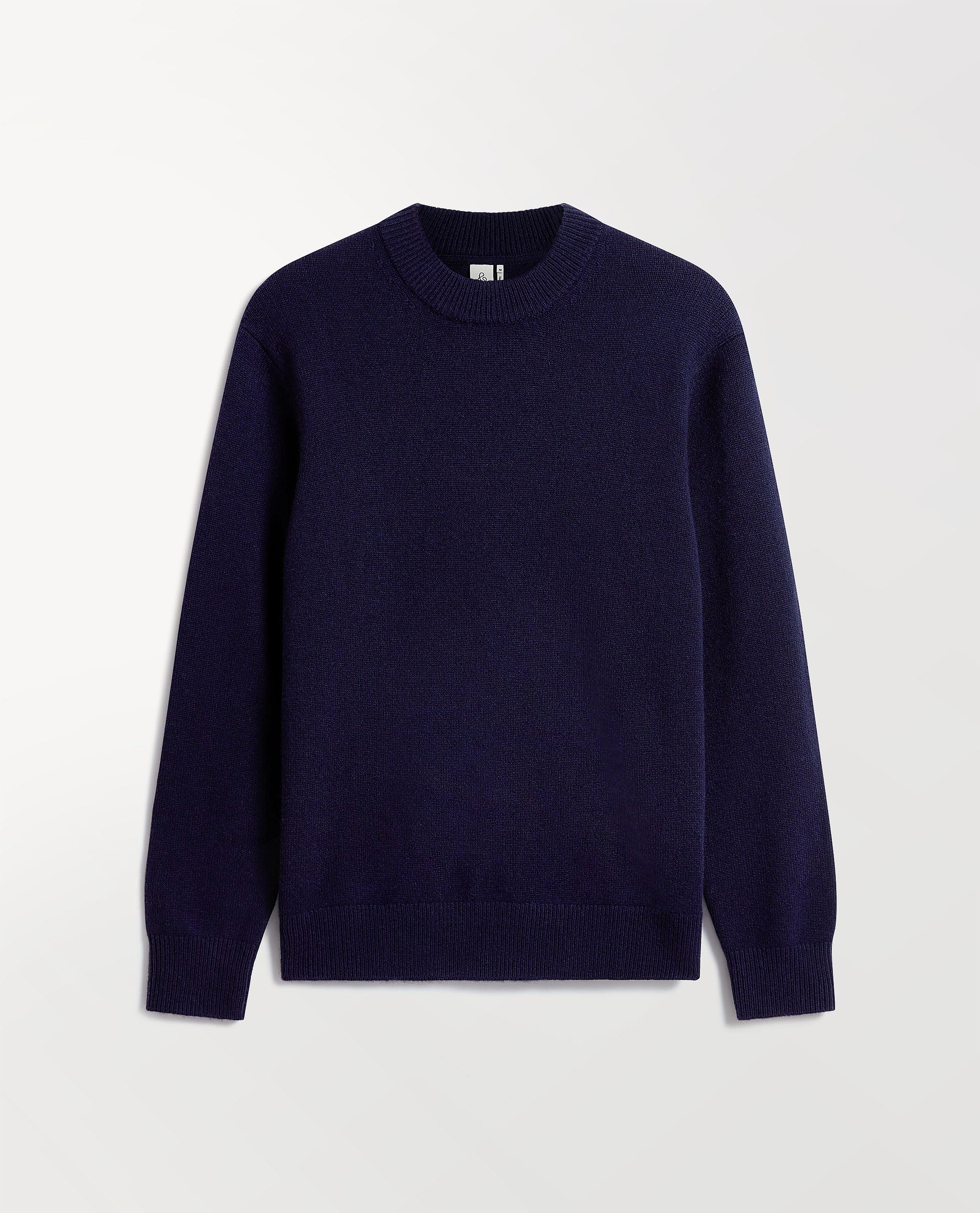 Image 2 of 4 showing Rise & Fall's Finest Cashmere Mid-Weight Crew Neck Jumper in navy.
