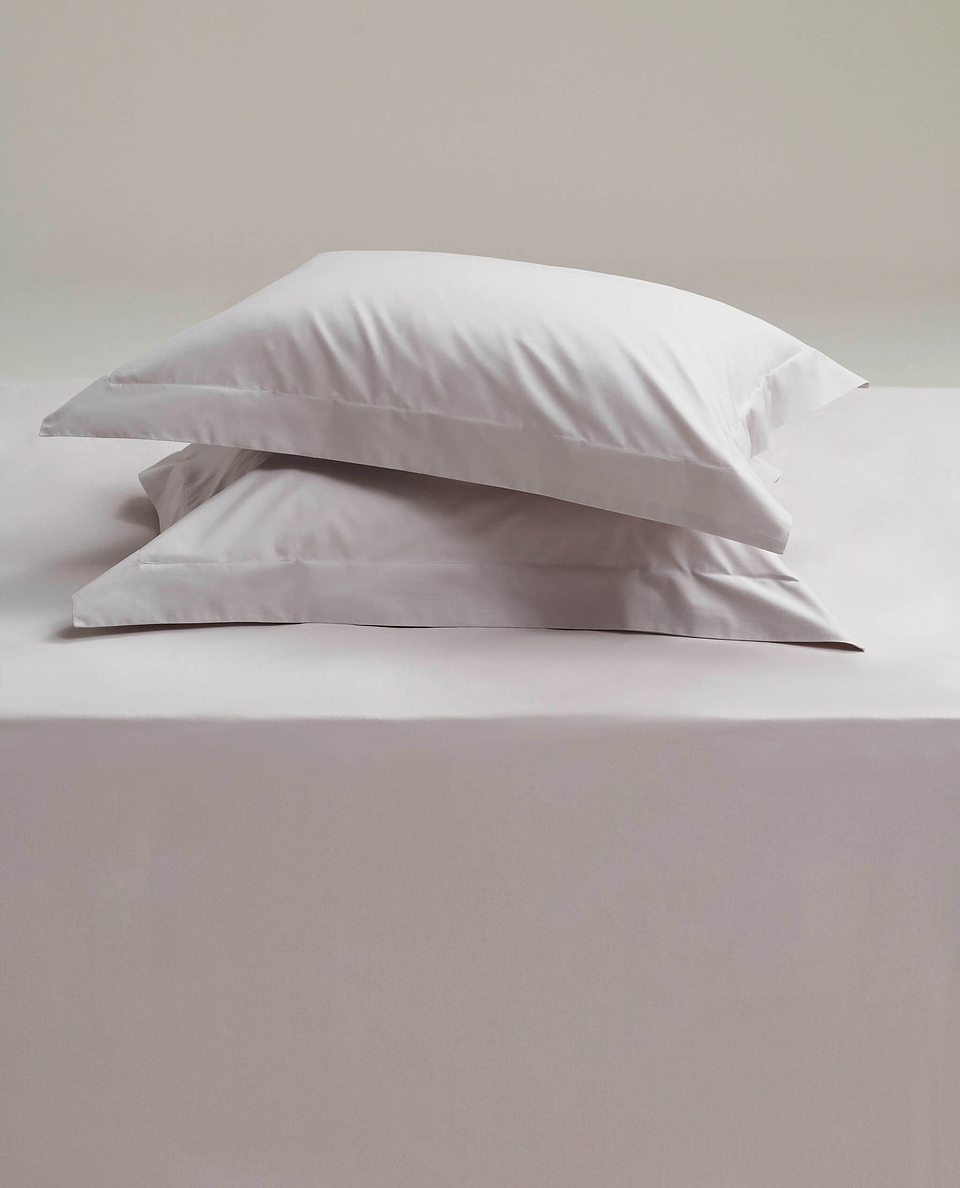 Image 2 of 4 showing Rise & Fall's Crisp & Cool Organic Cotton Oxford Pillowcase Set, colour: pebble.