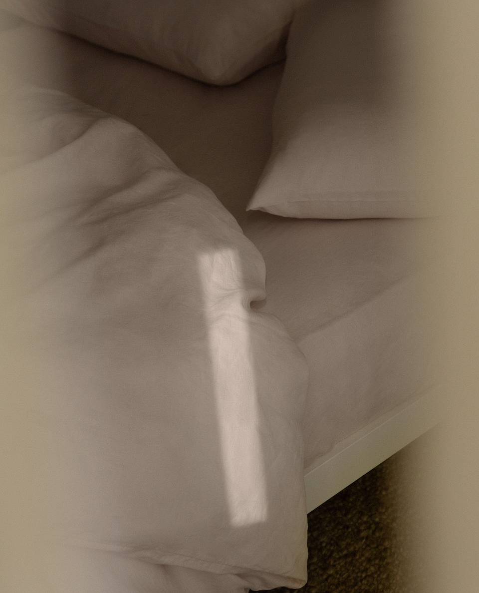 Image 2 of 4 showing Rise & Fall's House of Grey European Flax™ Linen Pillowcase Set, colour: Bruised Peach.