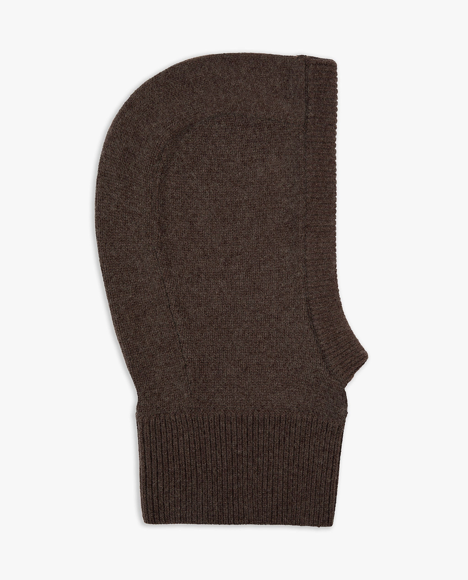 Image 2 of 4 showing Rise & Fall's women's chocolate brown Cashmere Merino Knitted Hood.