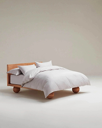 image 2 of 5 showing bed made with Rise & Fall's pebble crisp & cool duvet set in percale cotton