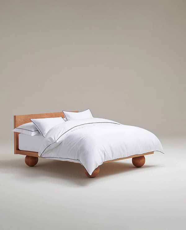 The Soft & Smooth Cotton Duvet Set - White Navy Piping