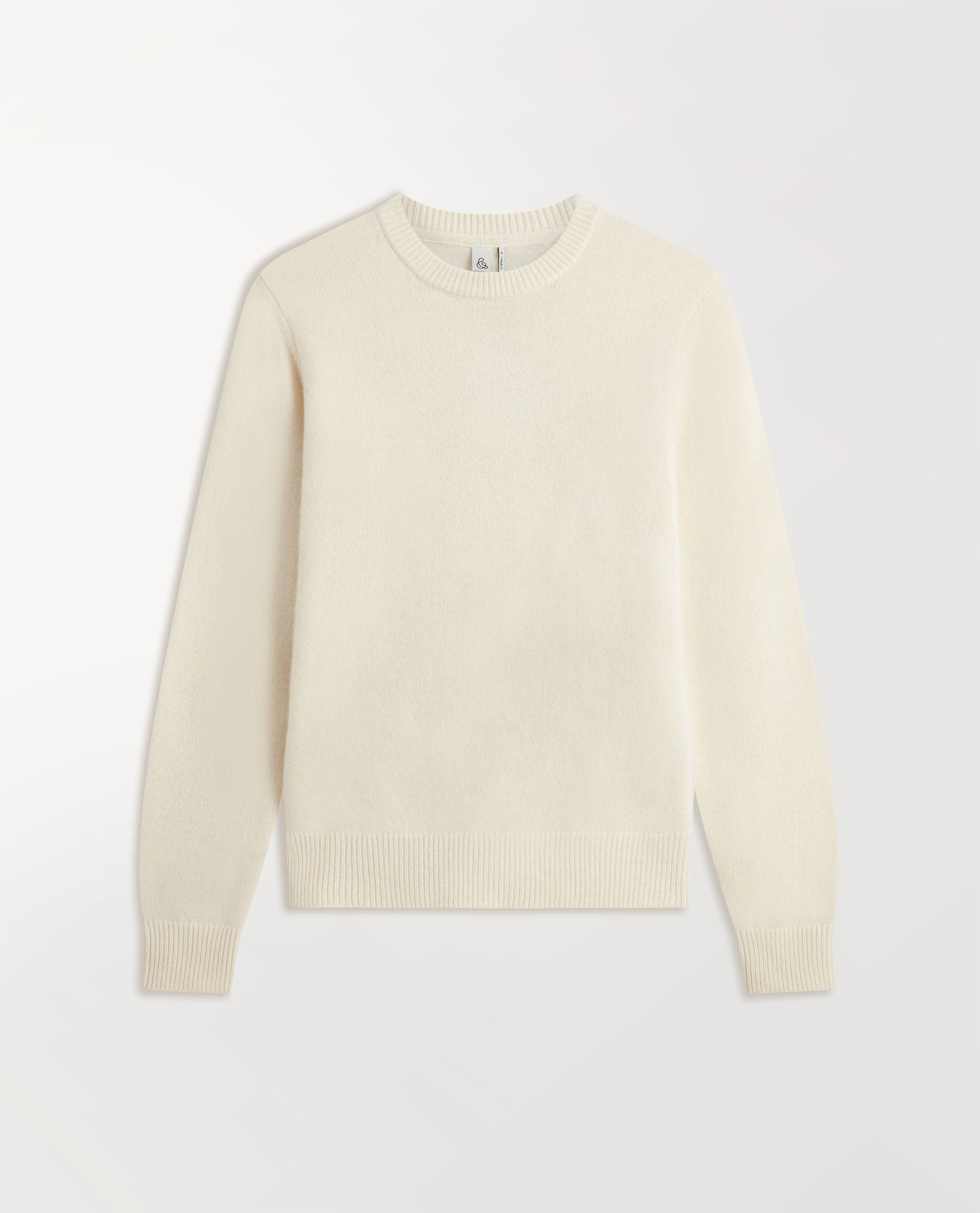 Image 2 of 5 showing Rise & Fall's cream mid-weight cashmere crew neck jumper.