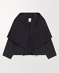 Image 2 of 7 showing Rise & Fall's navy cashmere wool double faced scarf jacket.