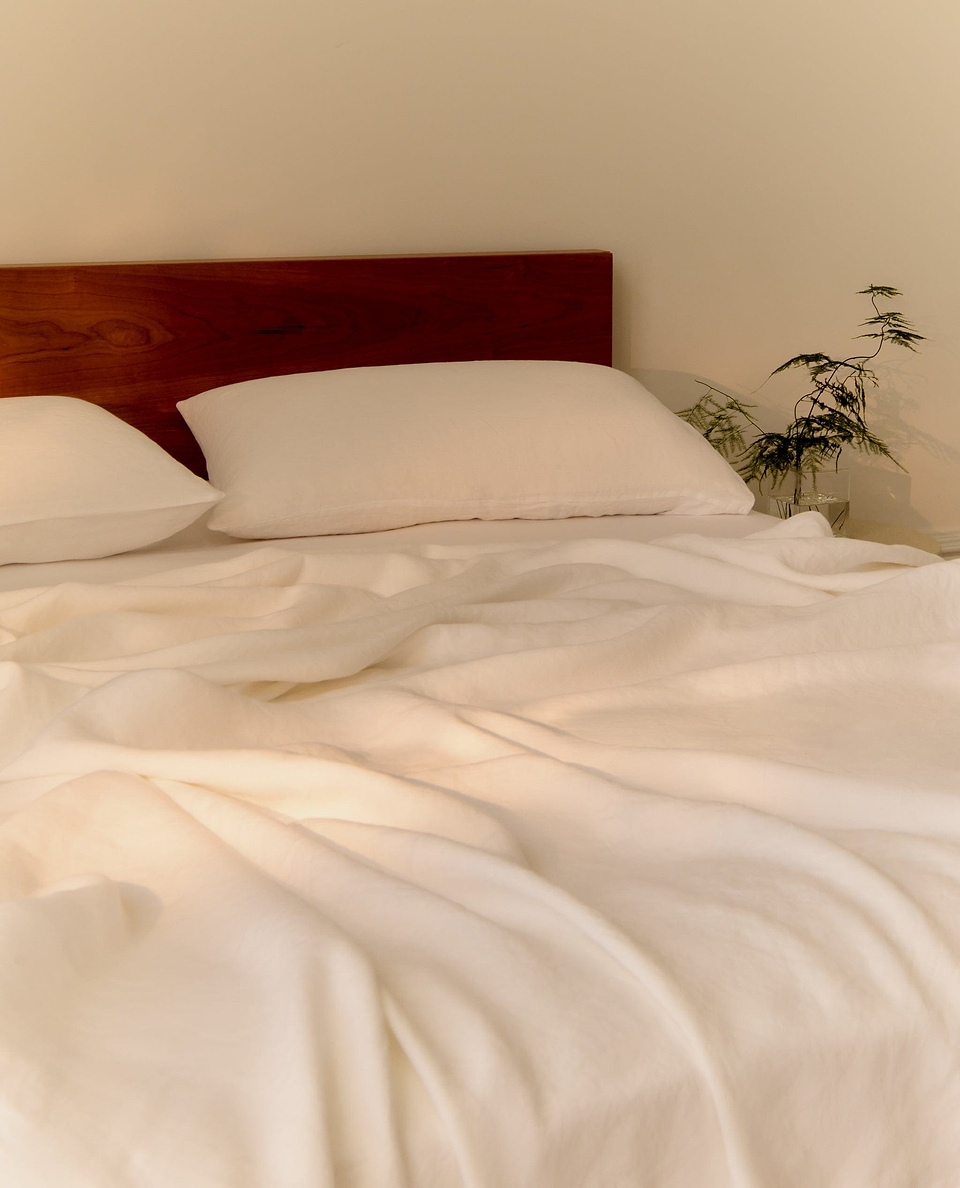 Image 3 of 3 showing Rise & Fall's Relaxed & Refined European Flax™ Linen Pillowcase Set, colour: white.