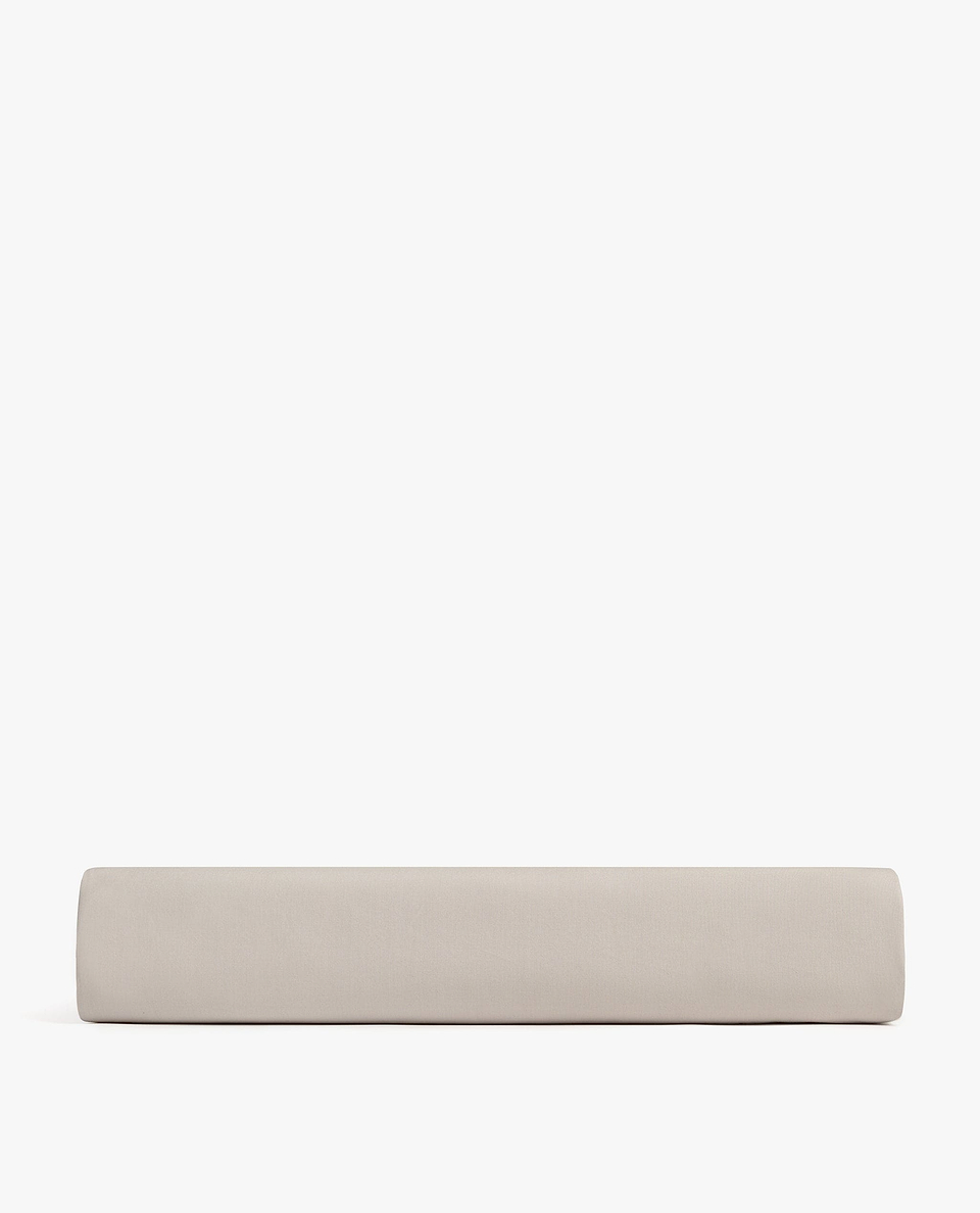 Image 3 of 3 showing Rise & Fall's Soft & Smooth organic sateen cotton flat sheet in pebble.