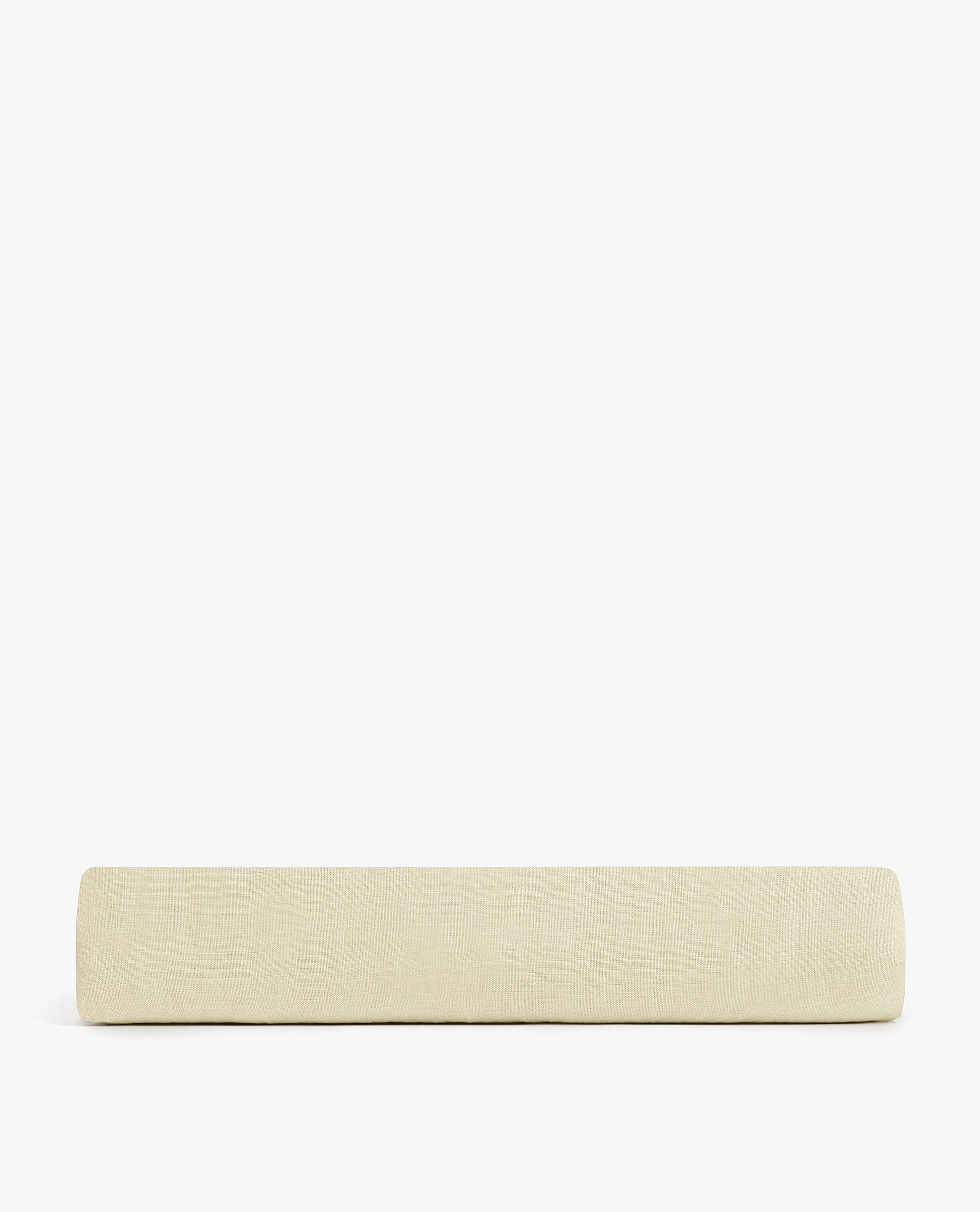 Image 3 of 4 showing Rise & Fall's House of Grey linen flat bed sheet in celery.