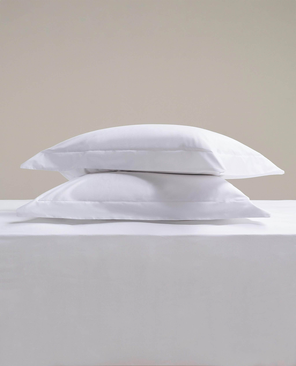 Image 3 of 5 showing Rise & Fall's Crisp & Cool Organic Cotton Oxford Pillowcase Set, colour: white.