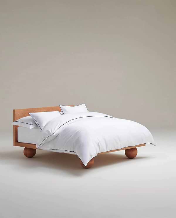 Crisp & Cool Organic Cotton Duvet Set - White Navy Piping