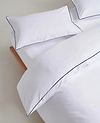 The Soft & Smooth Cotton Duvet Set - White Navy Piping