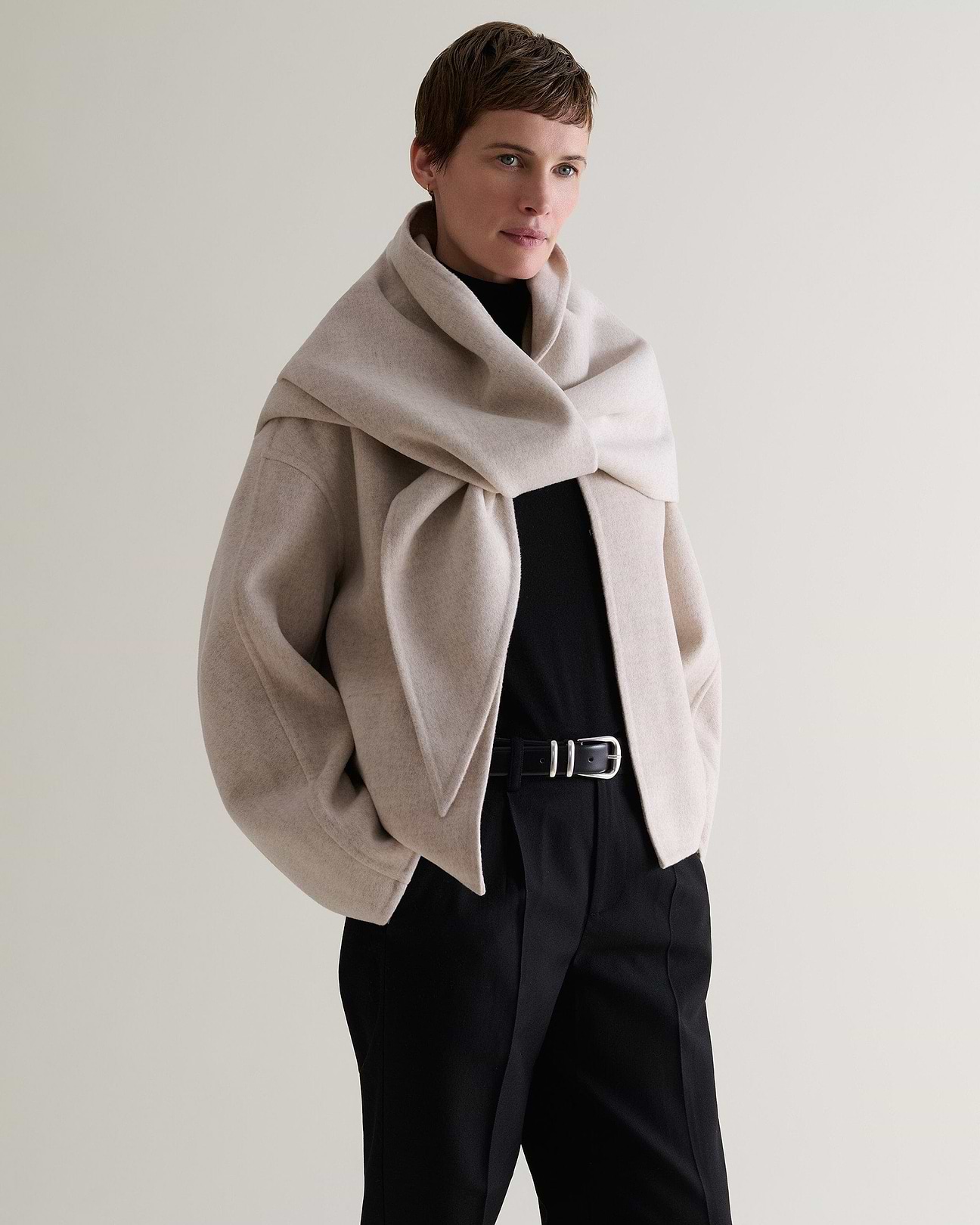 Women's Cashmere Wool Double Faced Scarf Jacket | Rise & Fall