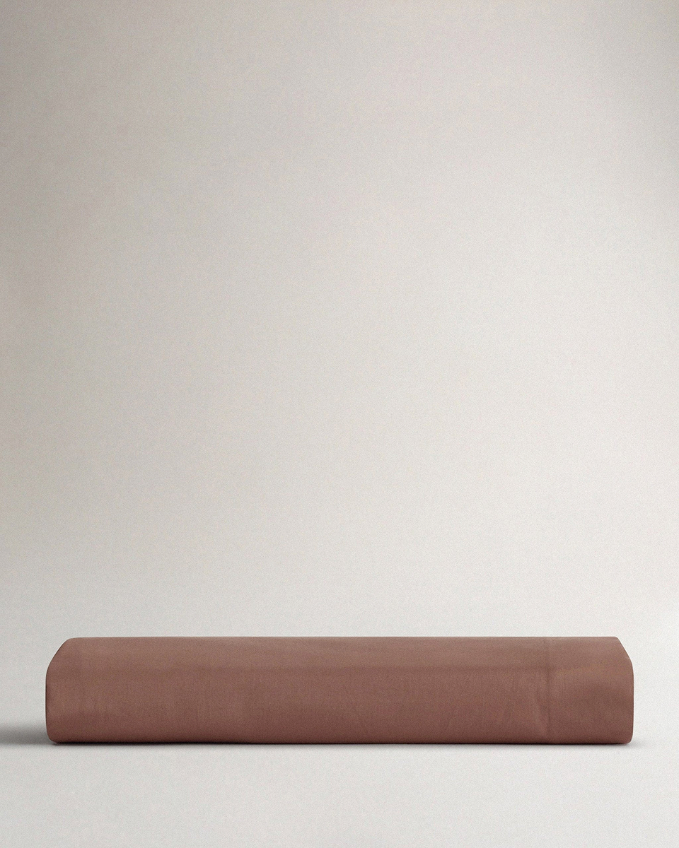Image 5 of 5 showing Rise & Fall's Soft & Smooth sateen cotton deep fitted sheet in clay.