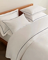 Crisp & Cool Organic Cotton Duvet Set - White Navy Piping