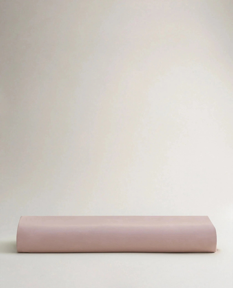 Image 5 of 6 showing Rise & Fall's Crisp & Cool organic cotton fitted sheet in clay.