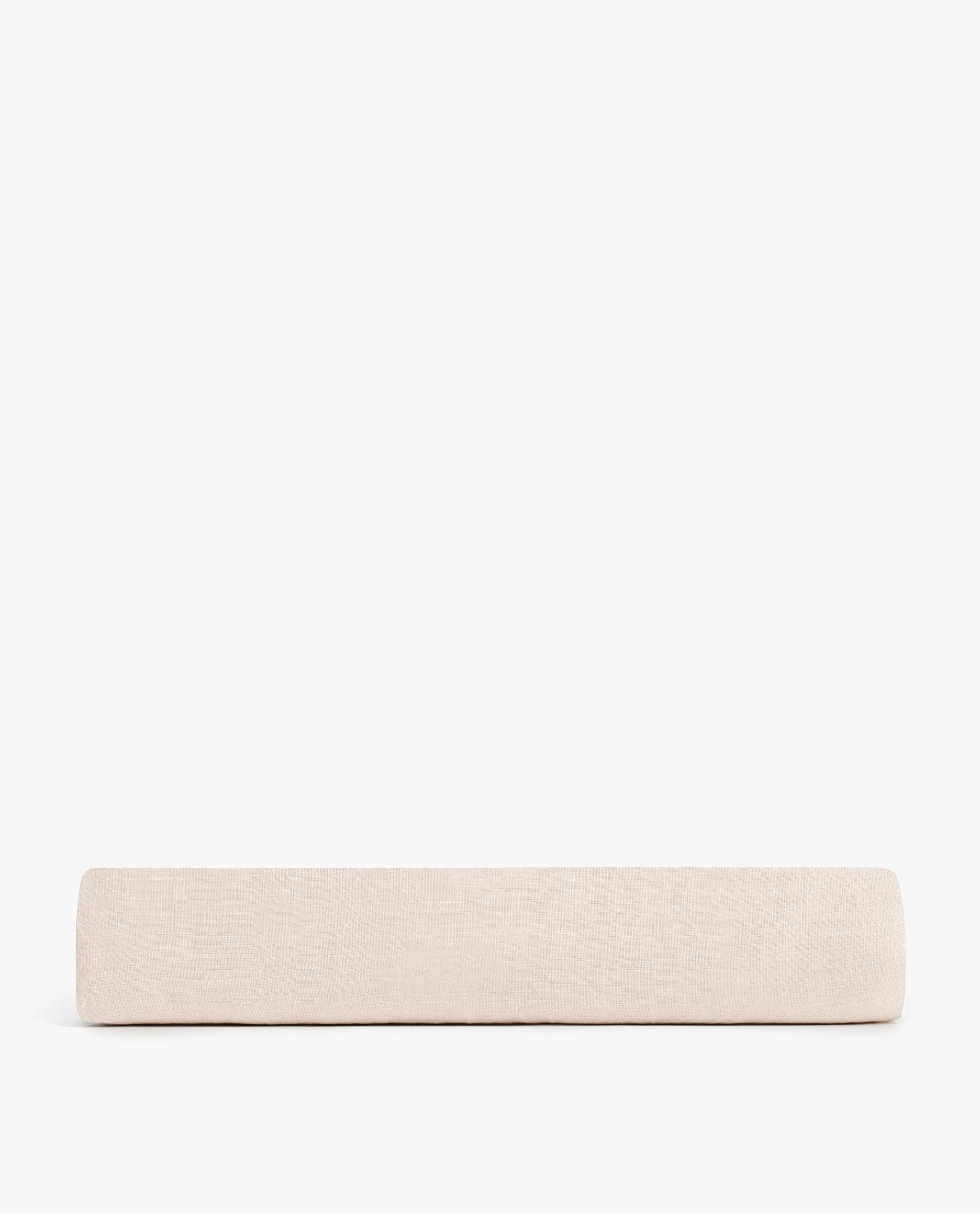 Image 7 of 8 showing Rise & Fall's Relaxed & Refined European flax™ linen fitted sheet in peach.