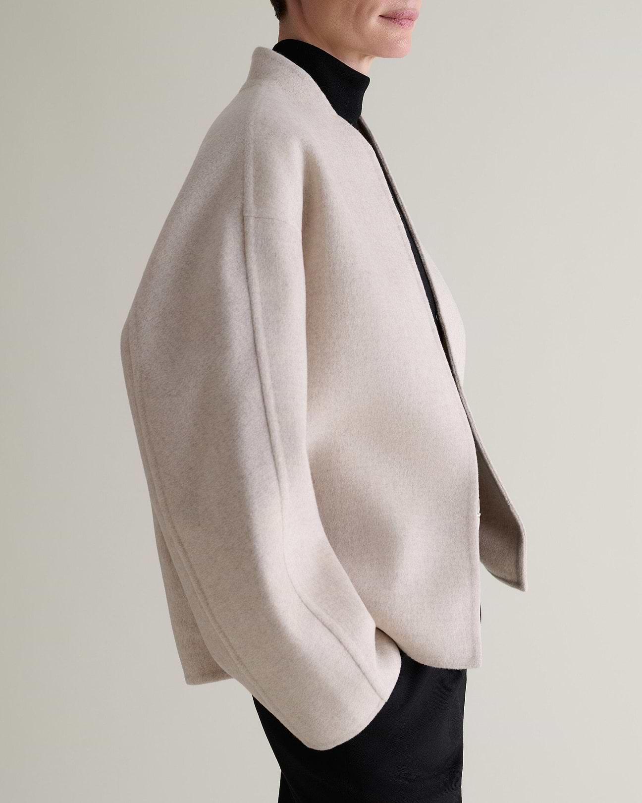 Women's Cashmere Wool Double Faced Scarf Jacket | Rise & Fall