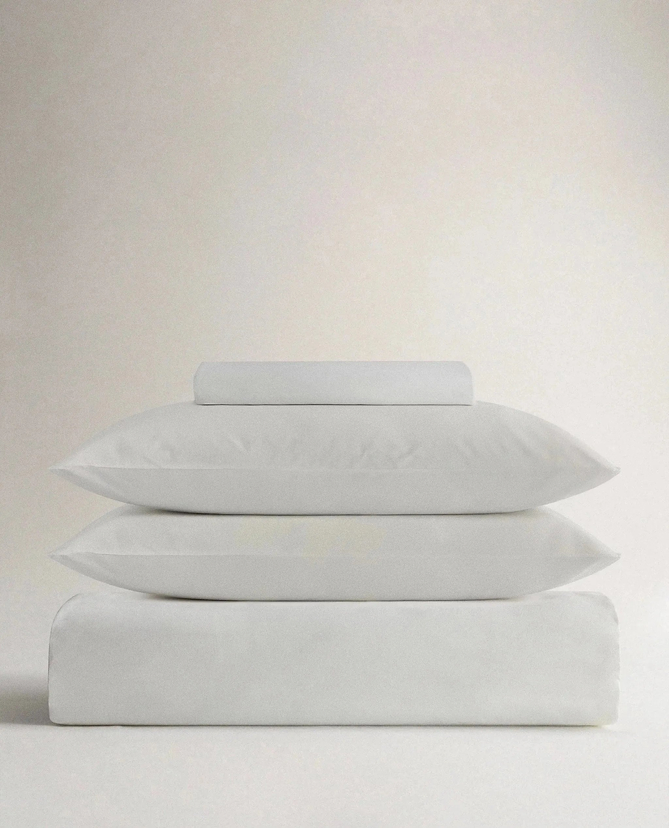 image 1 of 3 showing Rise & Fall's white crisp & cool duvet set in percale cotton