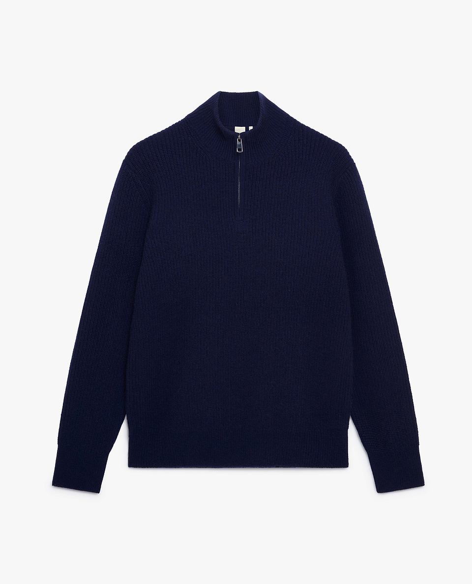 Men's Cashmere Merino Fishermans Rib 1/4 Zip Jumper