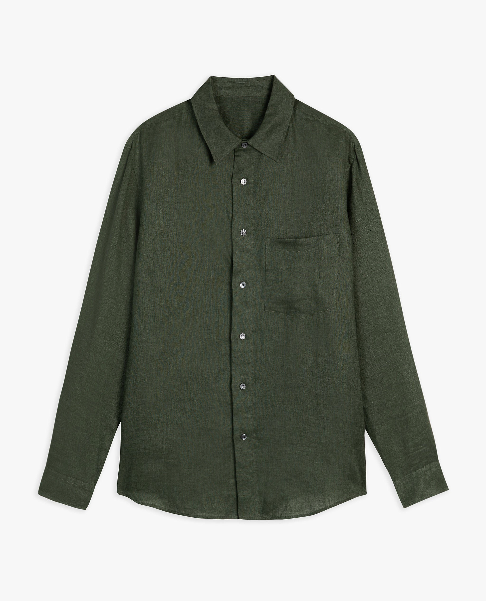 Men's Long Sleeved Organic Linen Shirt - Khaki