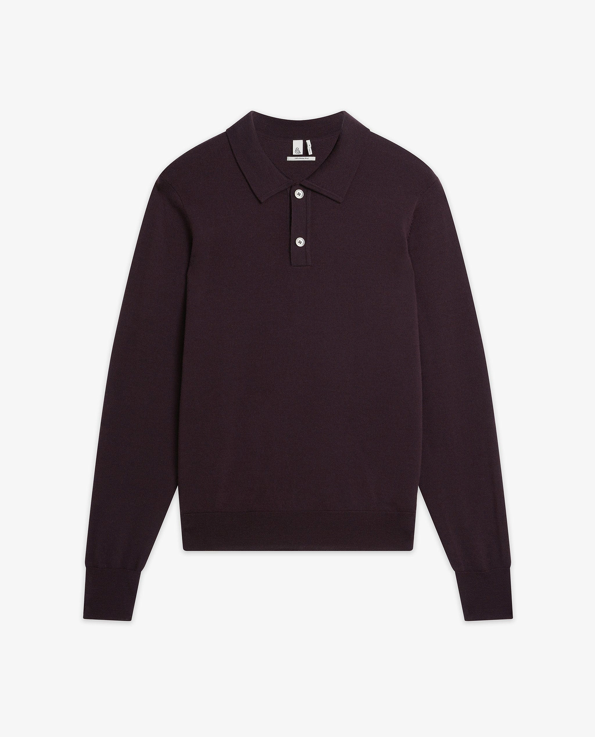 Men's Merino Knitted Polo Jumper - Umber