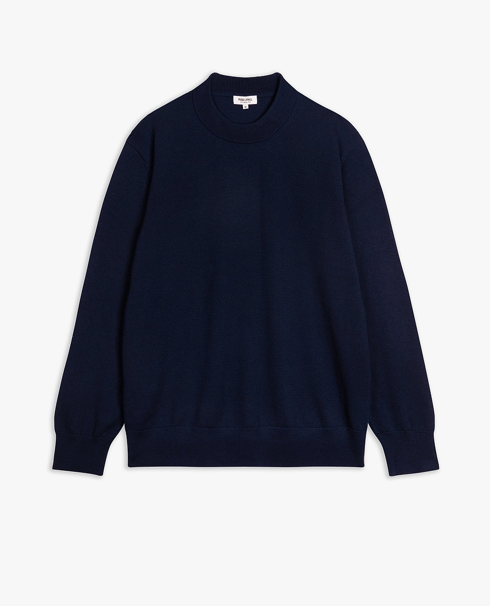Men's Merino Mid-Weight Crew Neck Jumper - Navy