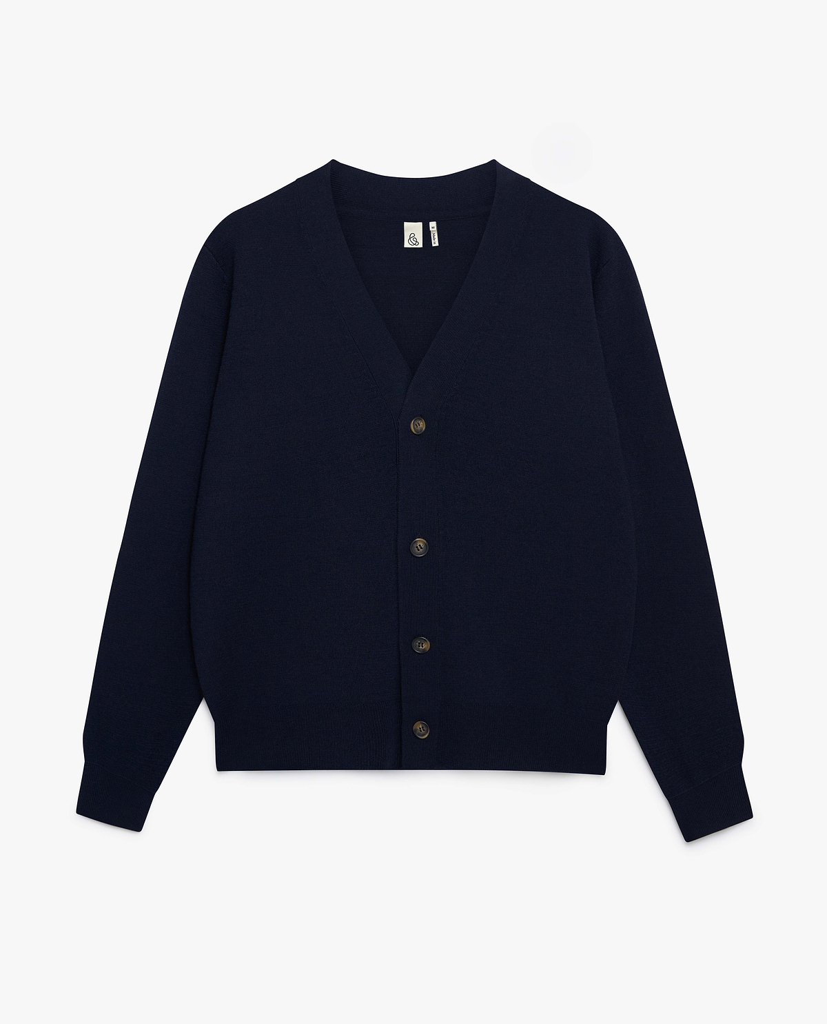 Men's Merino V Neck Cardigan - Navy