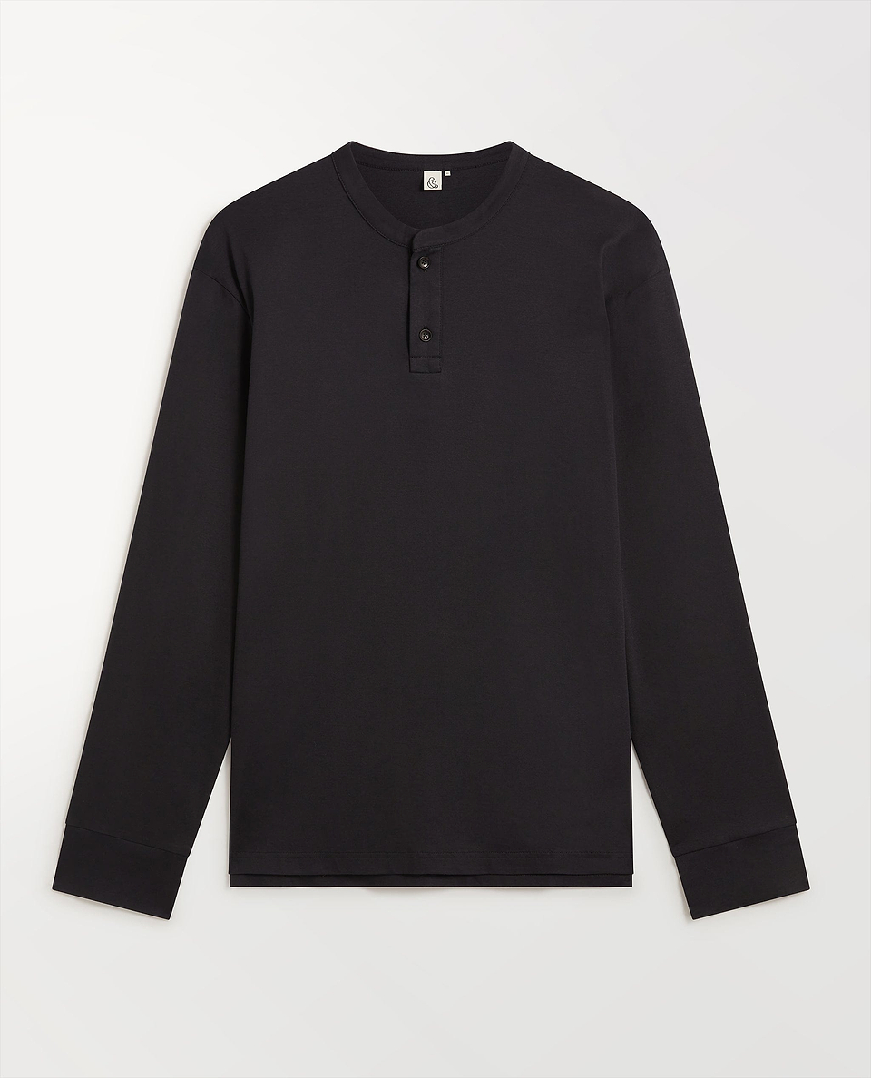 Men's Organic Cotton Pyjama Top - Charcoal-[colour]-[size]-Rise &amp; Fall