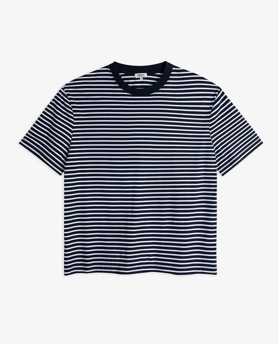 Men's Relaxed Striped Cotton T-shirt - Navy