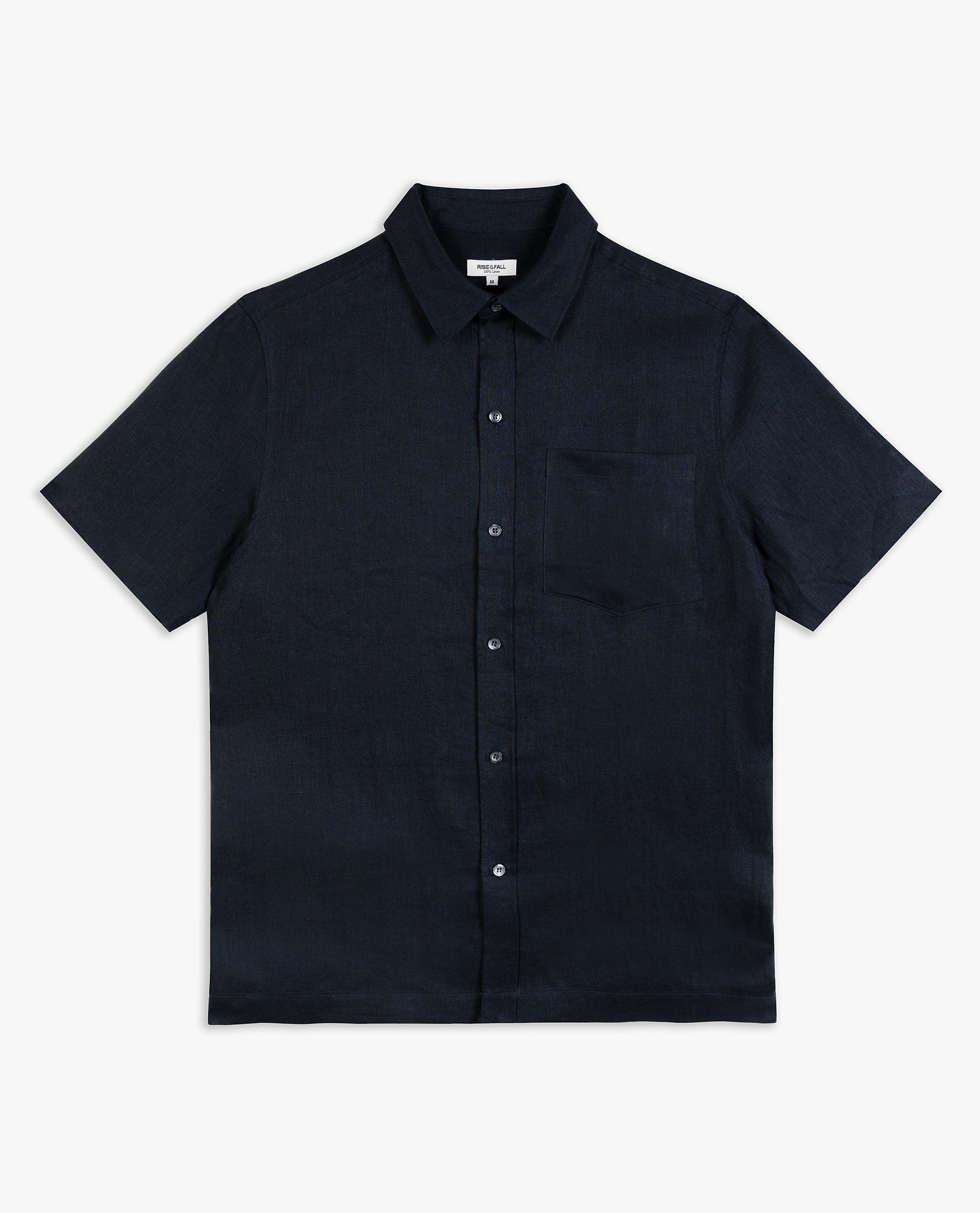 Men's Short Sleeved Organic Linen Shirt - Mood Indigo