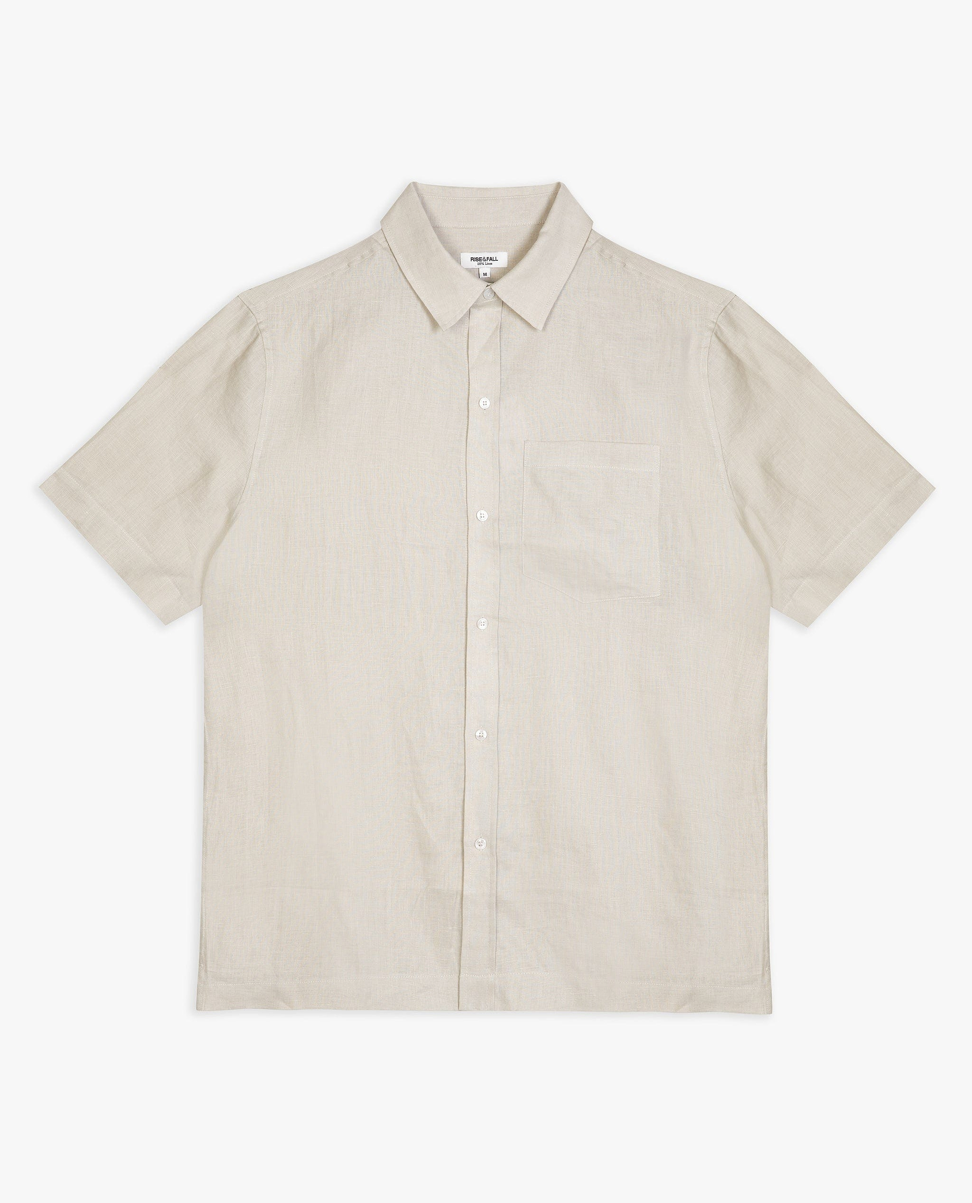 Men's Short Sleeved Organic Linen Shirt - Stone