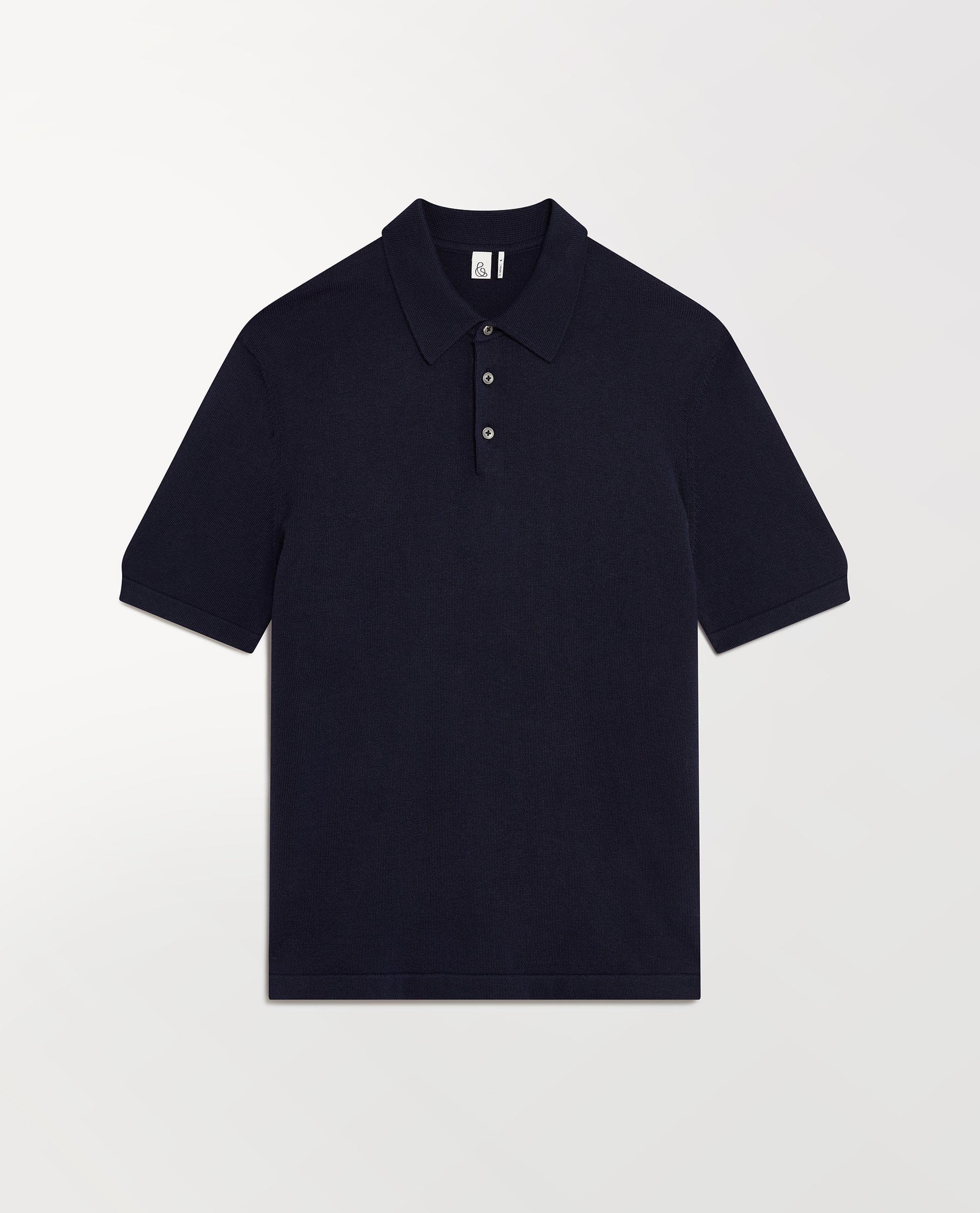 Men's Silk-Cotton Fine Knit Polo - Indigo