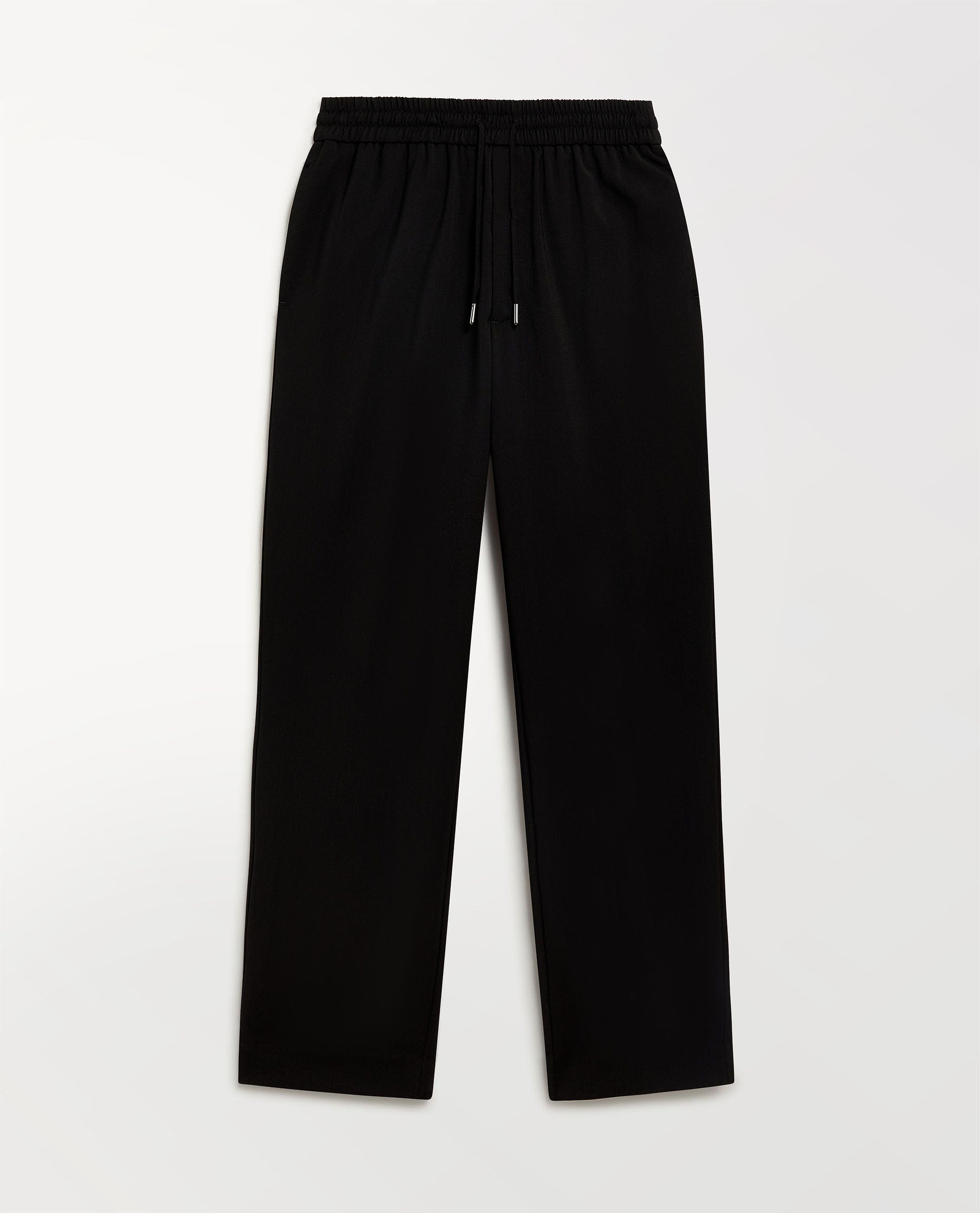 Men's Tropical Wool Drawstring Trousers - Black-[colour]-[size]-Rise &amp; Fall