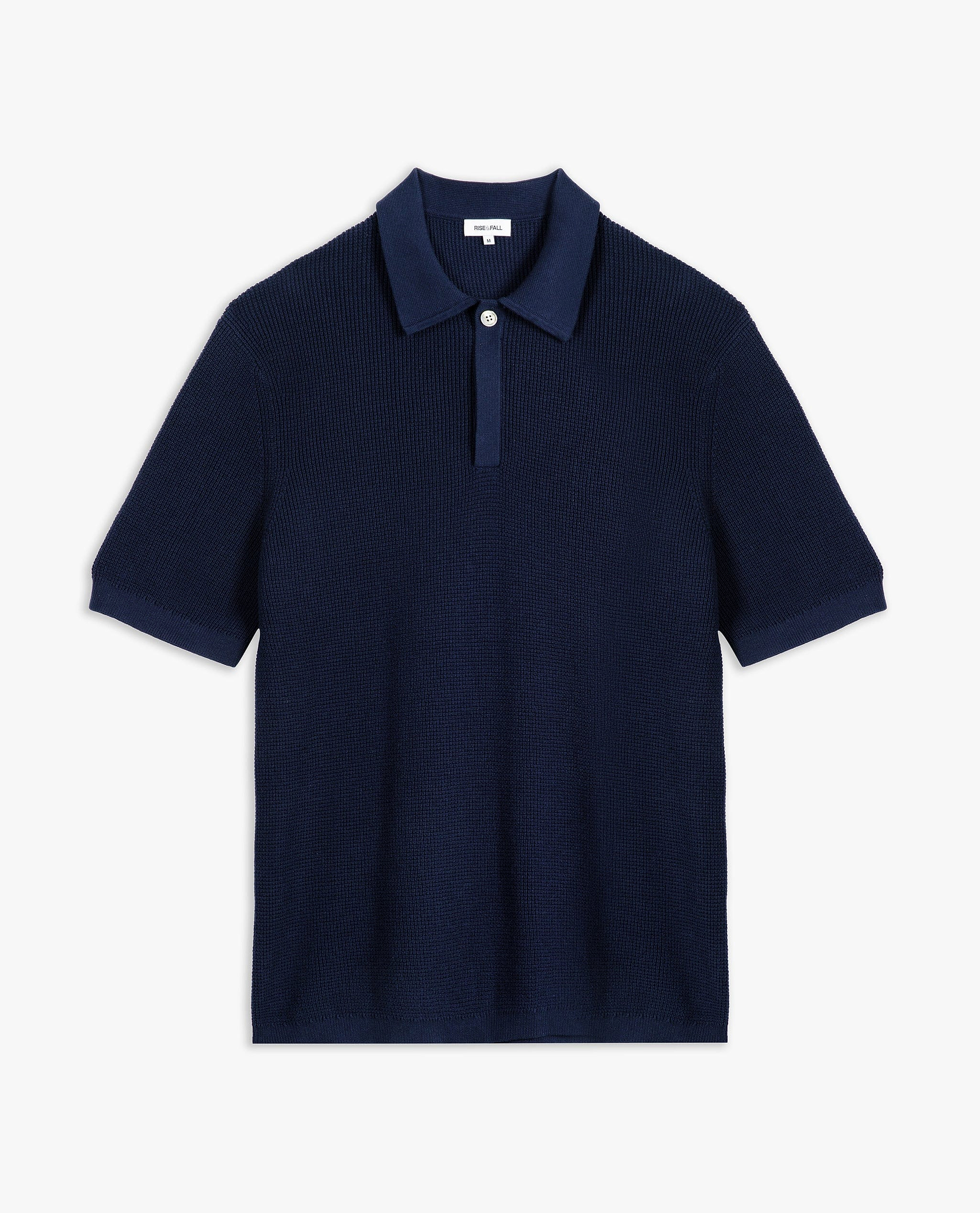 Men's Waffle Knit Cotton Polo - Blue