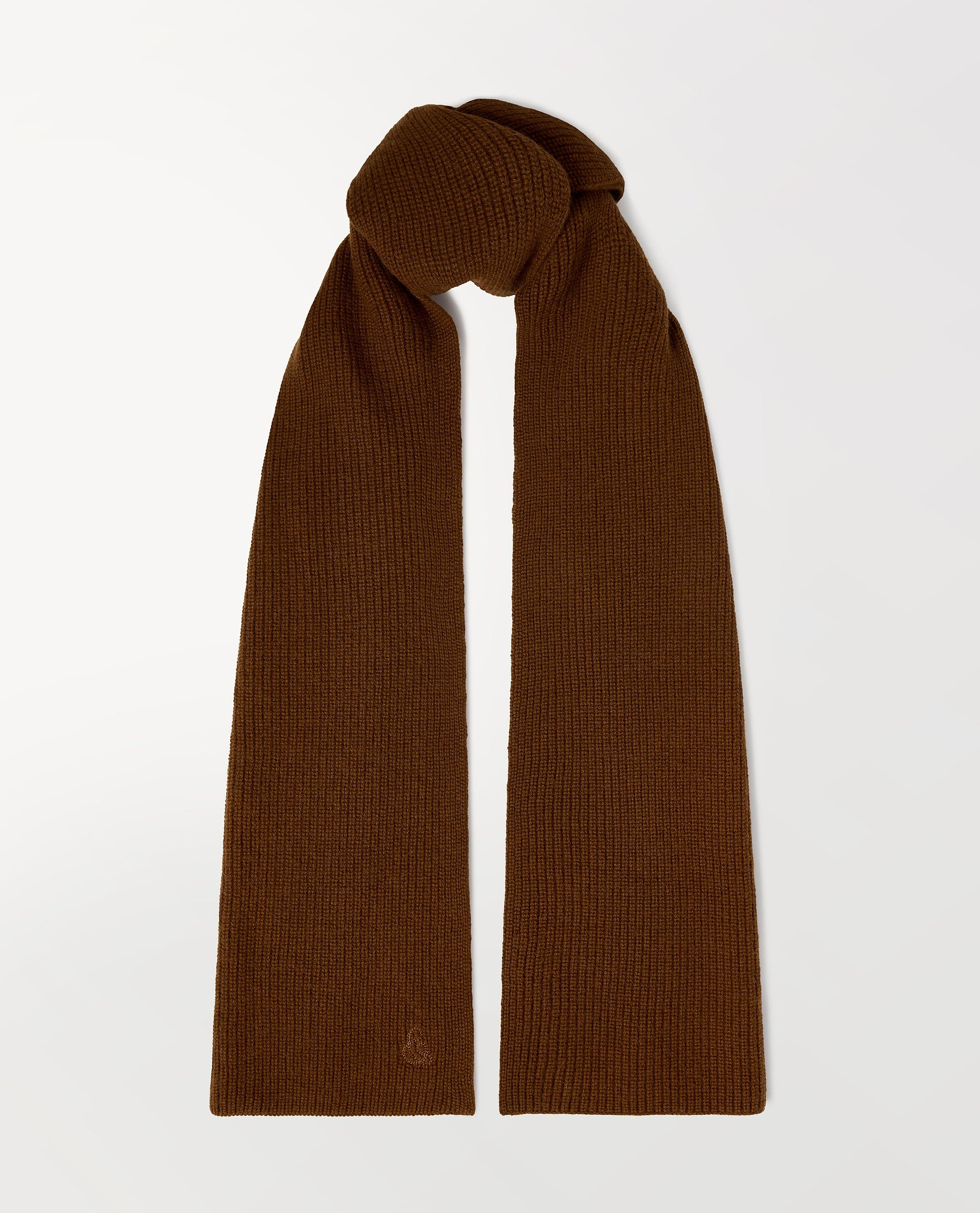 Rise & Fall burl brown cashmere merino ribbed scarf