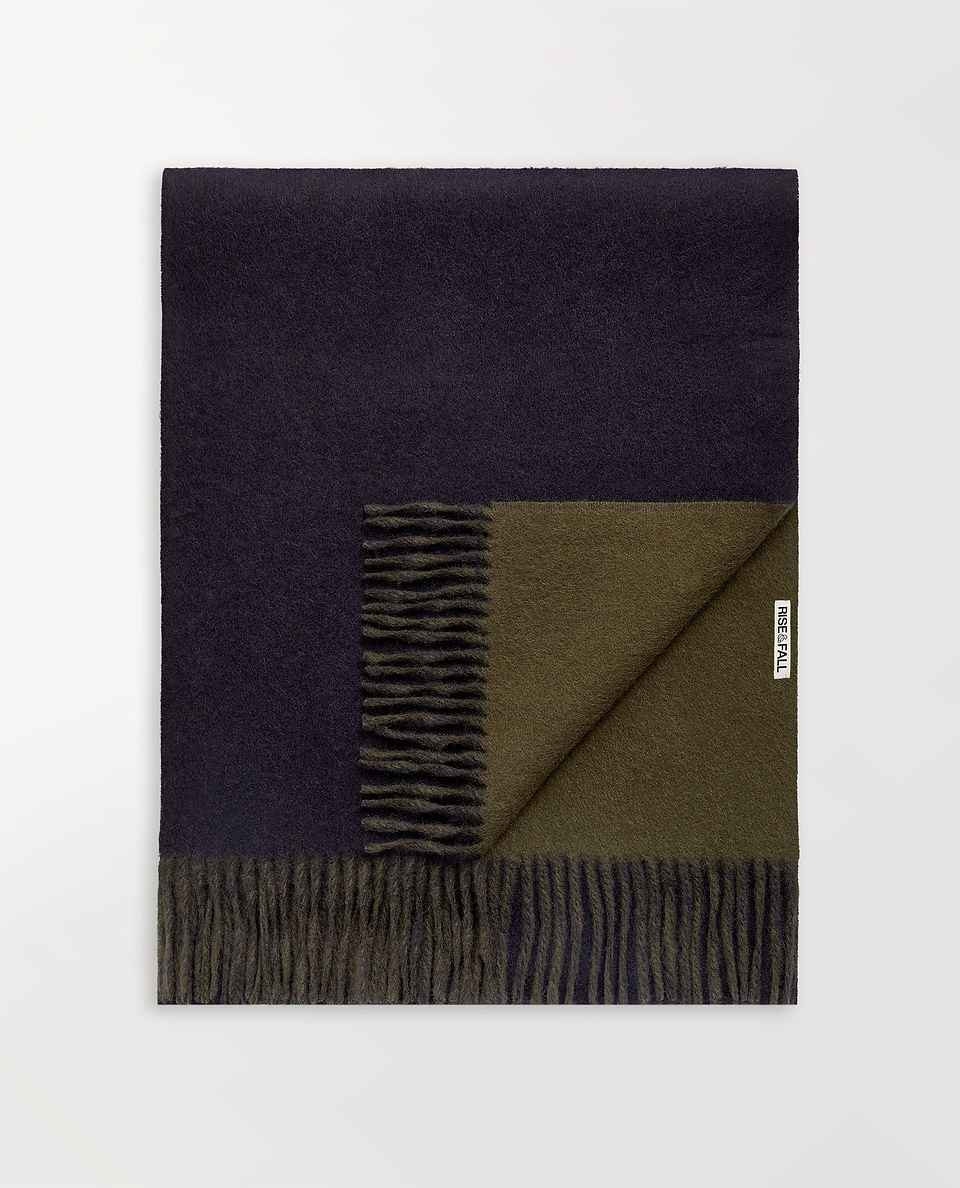 Rise & Fall's Finest Cashmere Double Faced Scarf - Navy & Olive