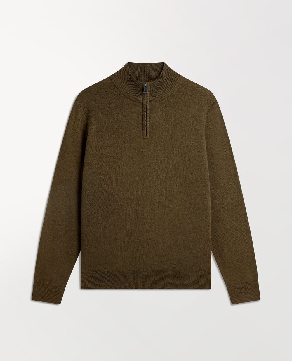 Rise & Fall's Men's Finest Cashmere 1/4 Zip Jumper - Military Green