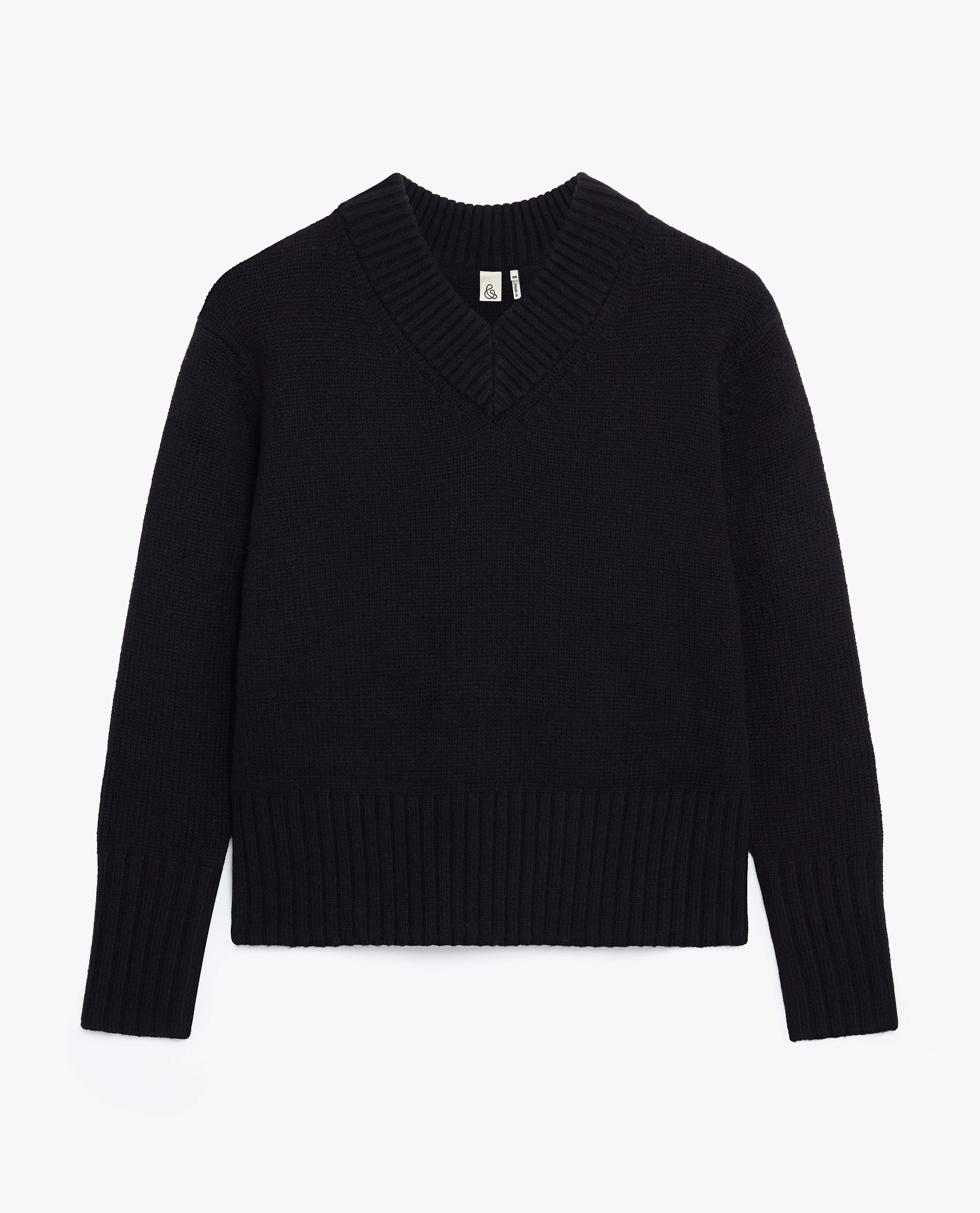Women's Cashmere Merino V Neck Jumper - Black