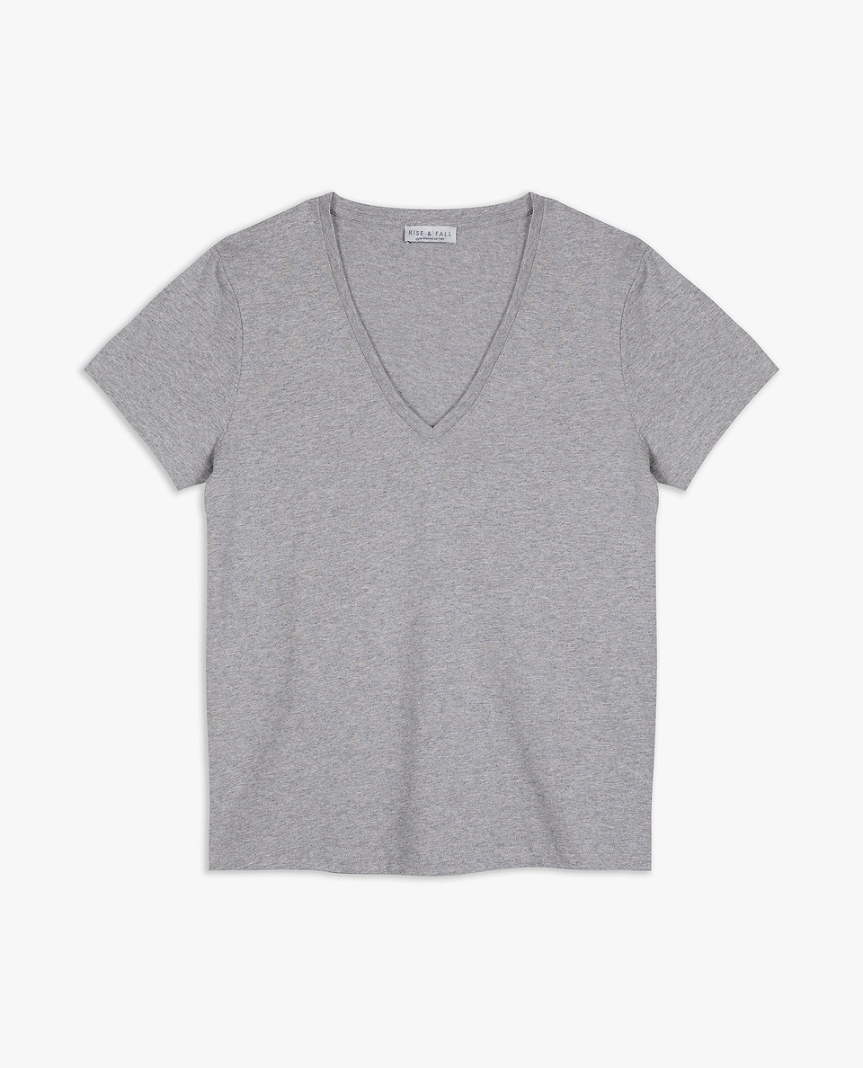 Women's Cotton V Neck T-shirt - Grey