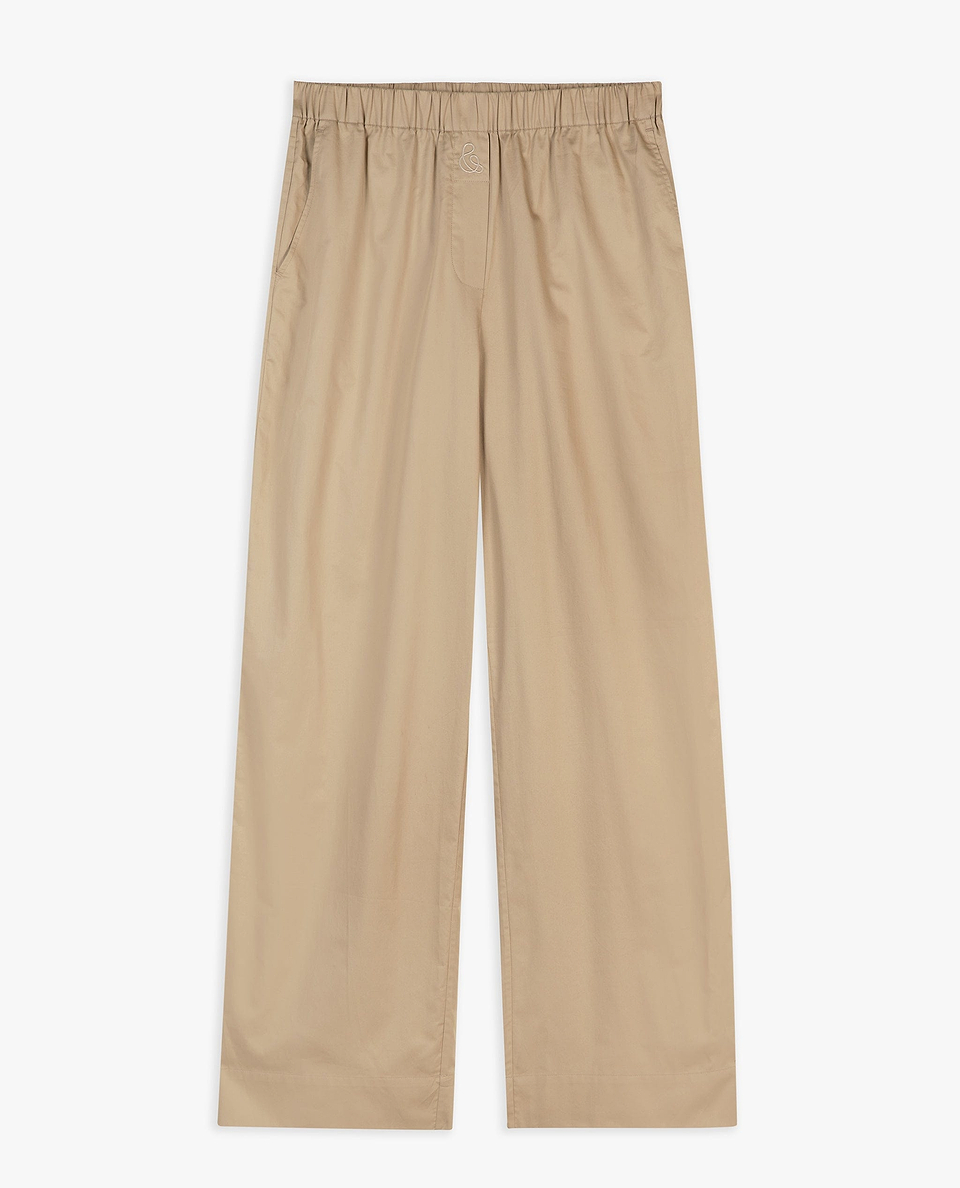 Women's Organic Cotton Poplin Easy Trousers - Sandstone