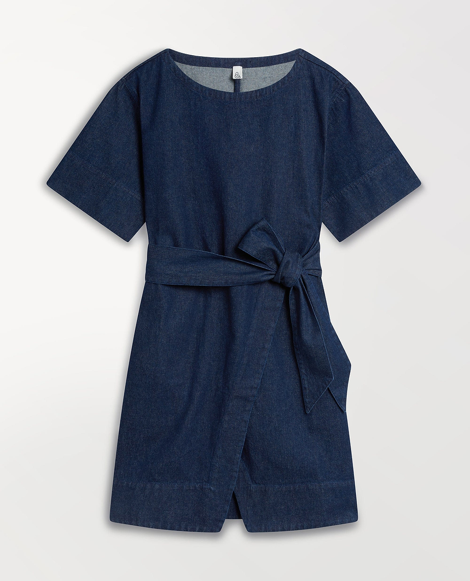 Women's Organic Denim Belted Dress - Indigo