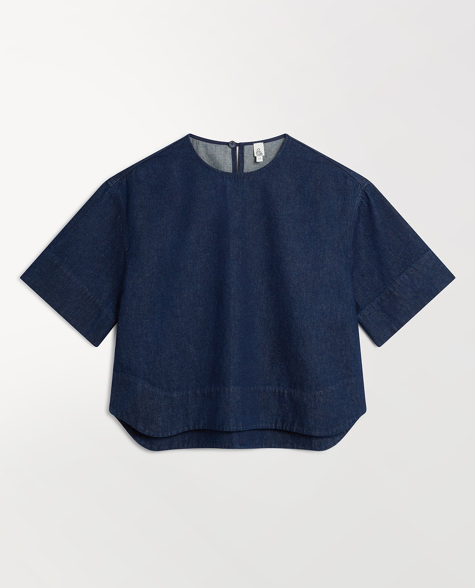 Women's Organic Denim Boxy T-shirt - Indigo