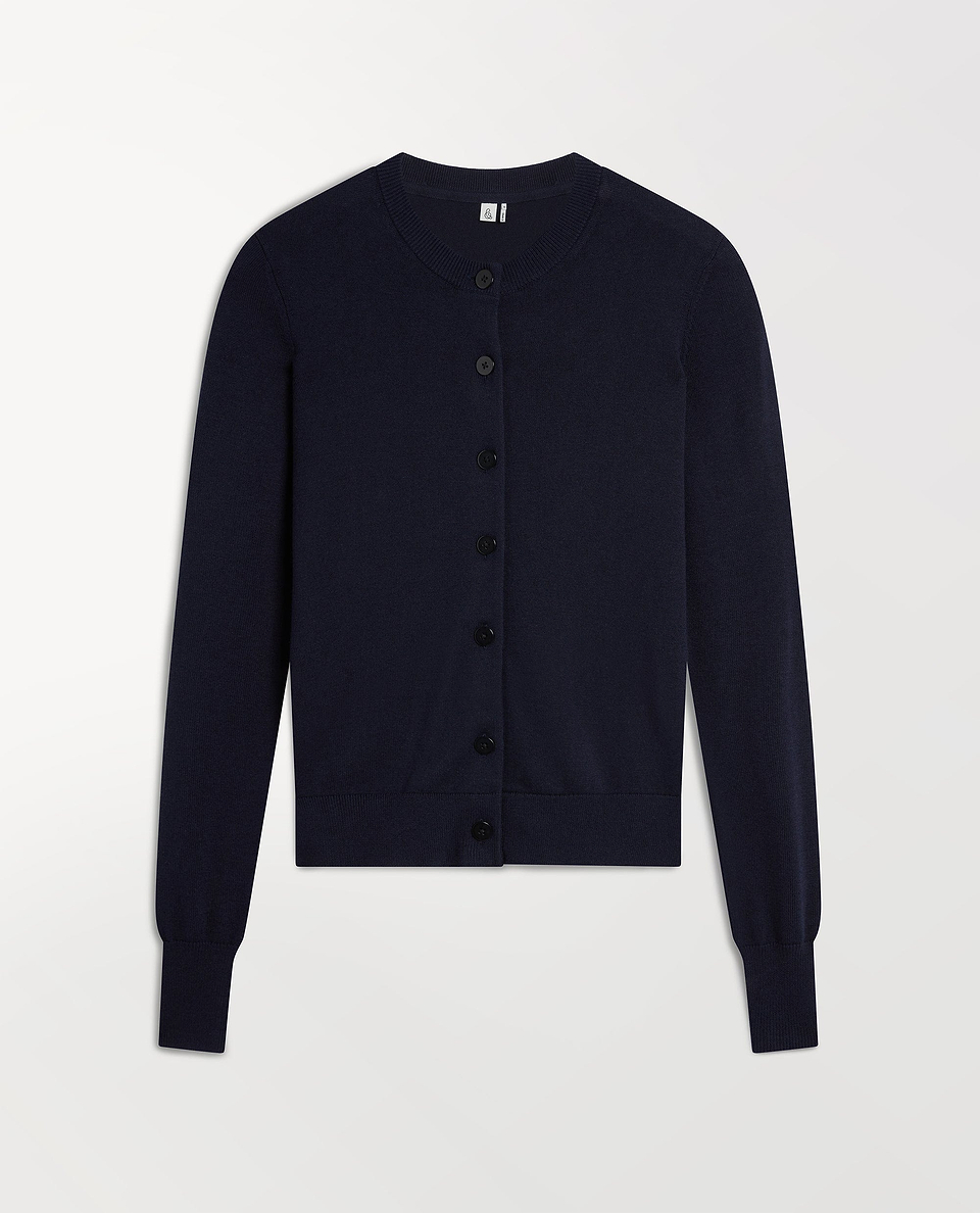 Silk-Cotton Cardigan - Navy