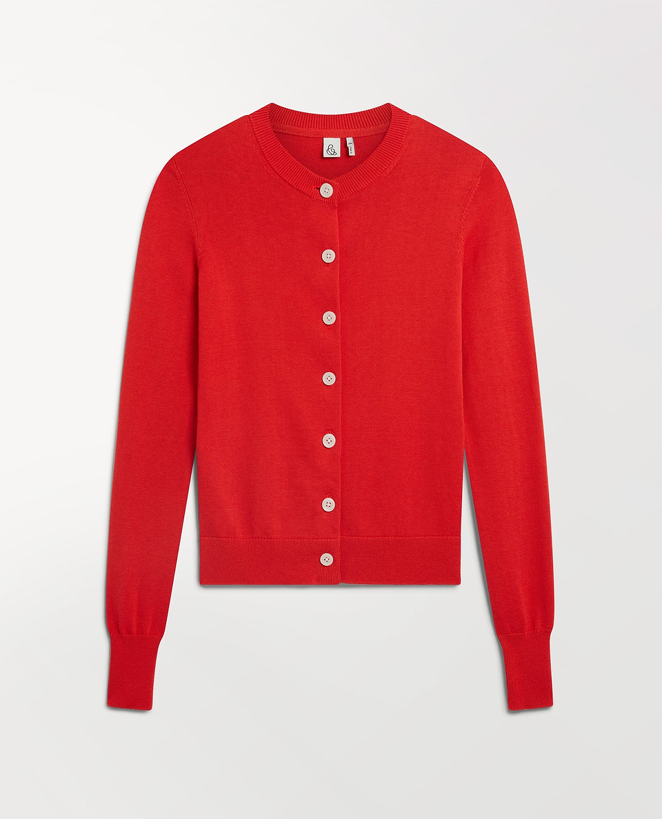Silk-Cotton Cardigan - Poppy