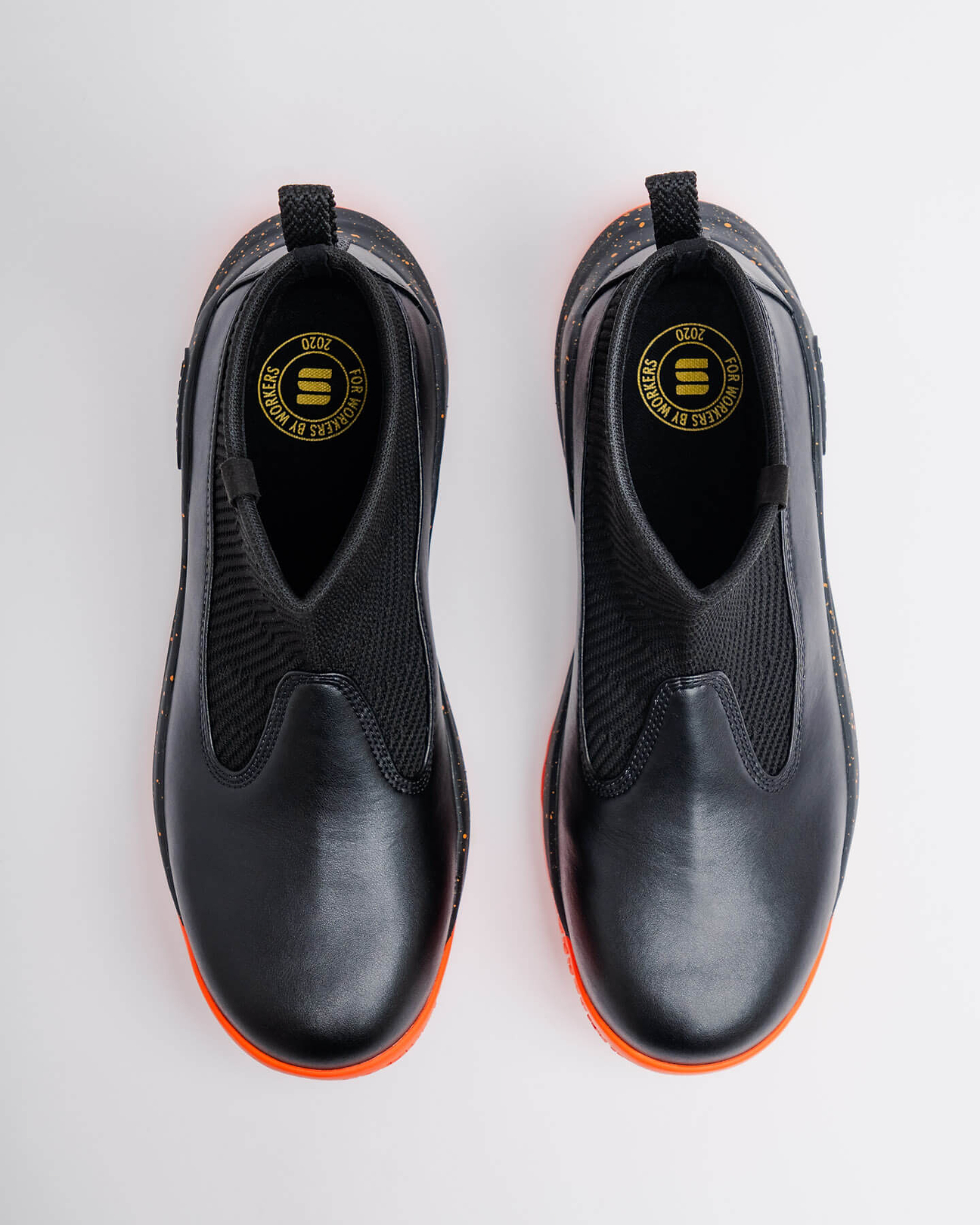 Pro Tangerine: Black and Orange Work Sneakers - Snibbs